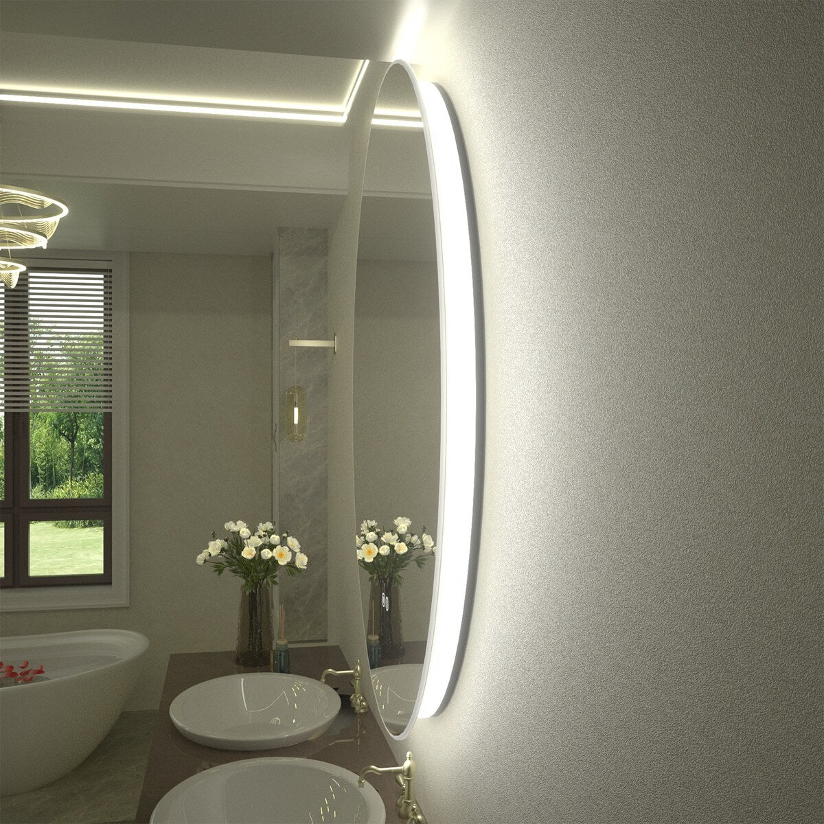 Round Frameless Super Bright LED Backlited Wall Bathroom Vanity Mirror