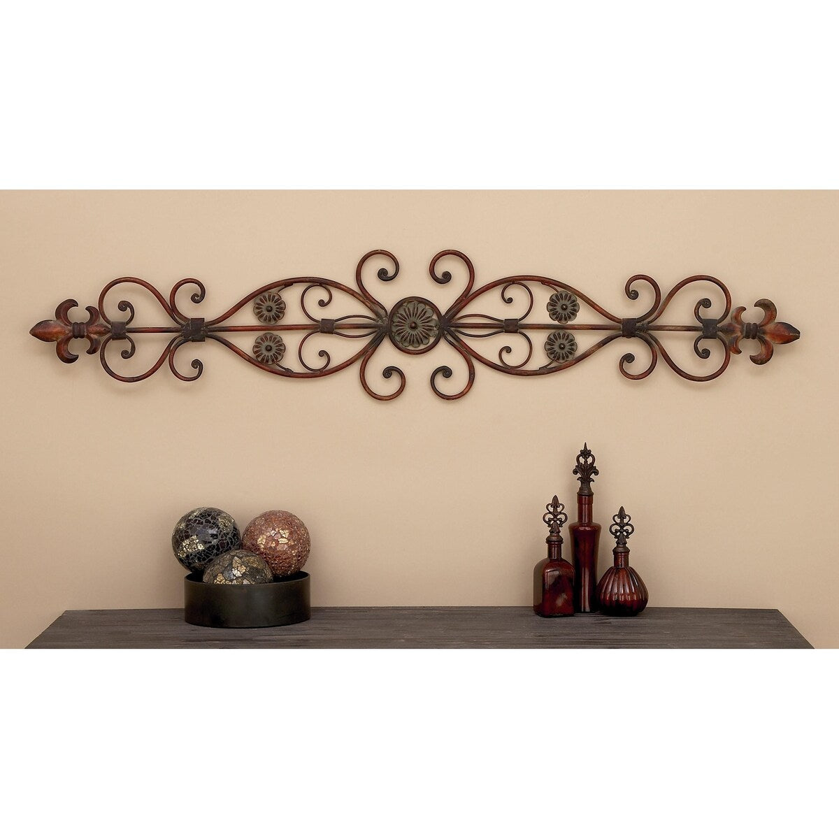 Metal Scroll Home Wall Decor - Brown - Roche River Decor