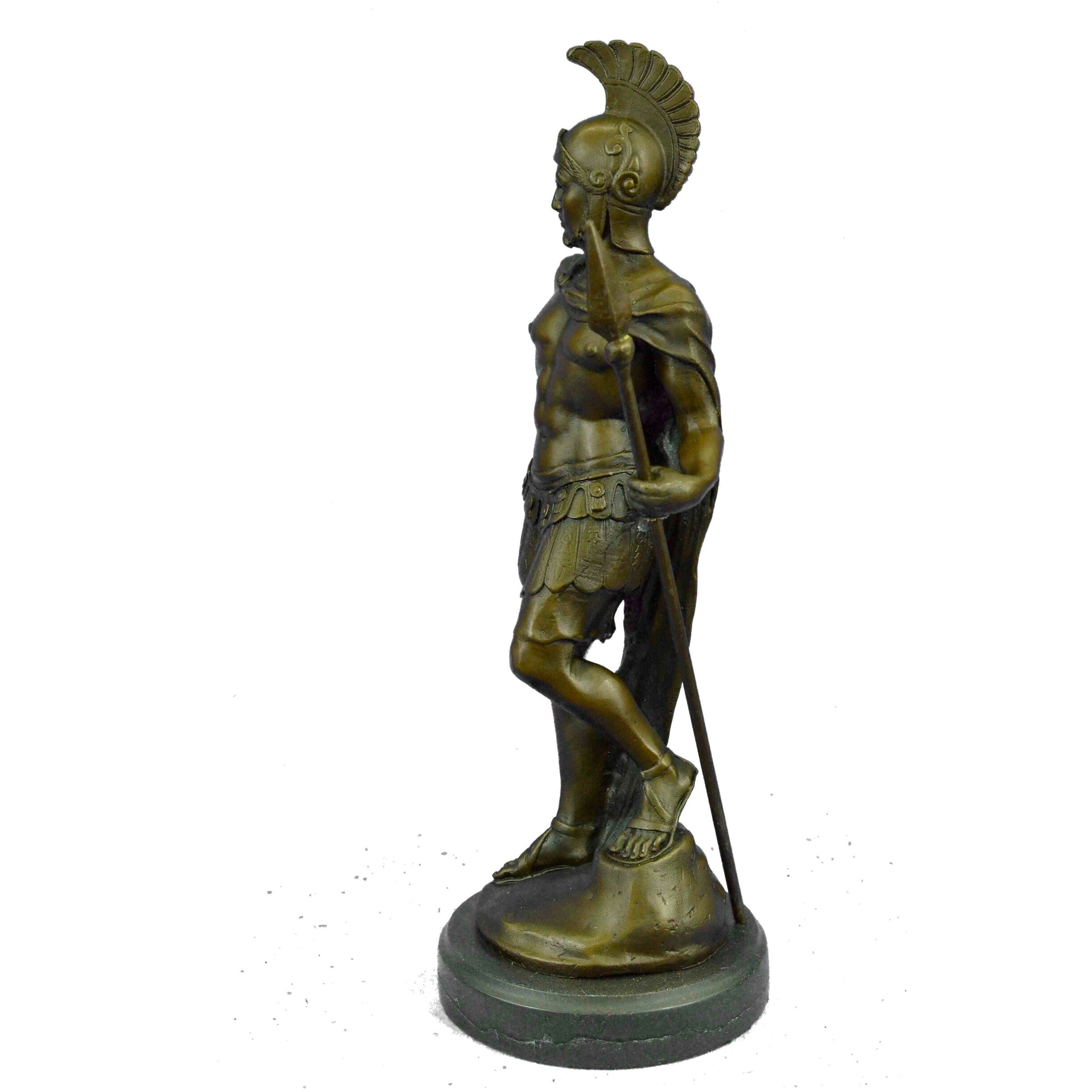 Vintage Signed Knight Warrior Bronze Statue Dalou Deco Sculpture Figurine Art