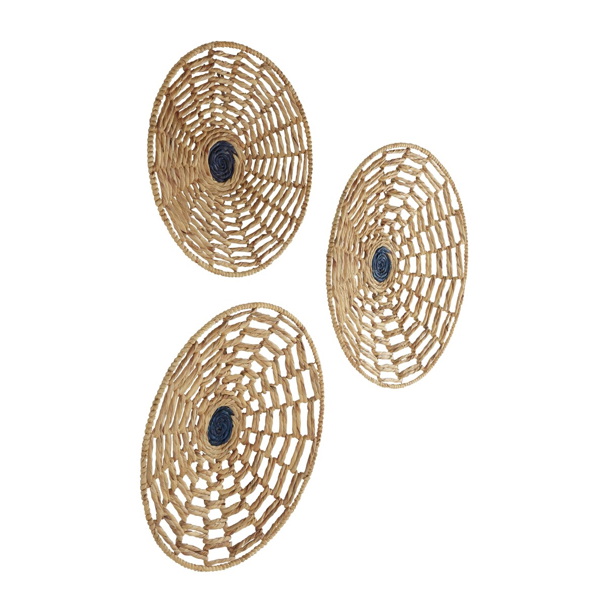 Seagrass Plate Handmade Woven Basket Home Wall Decor - Set of 3 Brown - Roche River Decor