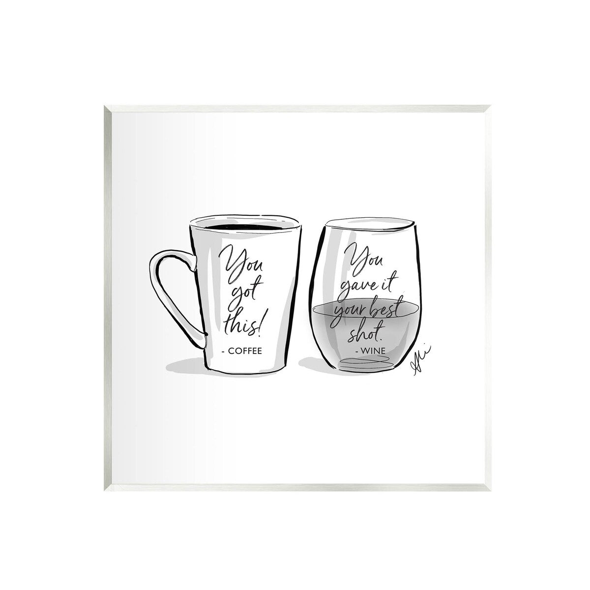 Stupell Funny Coffee & Wine Phrase Wall Plaque Art, Design by Alison Petrie