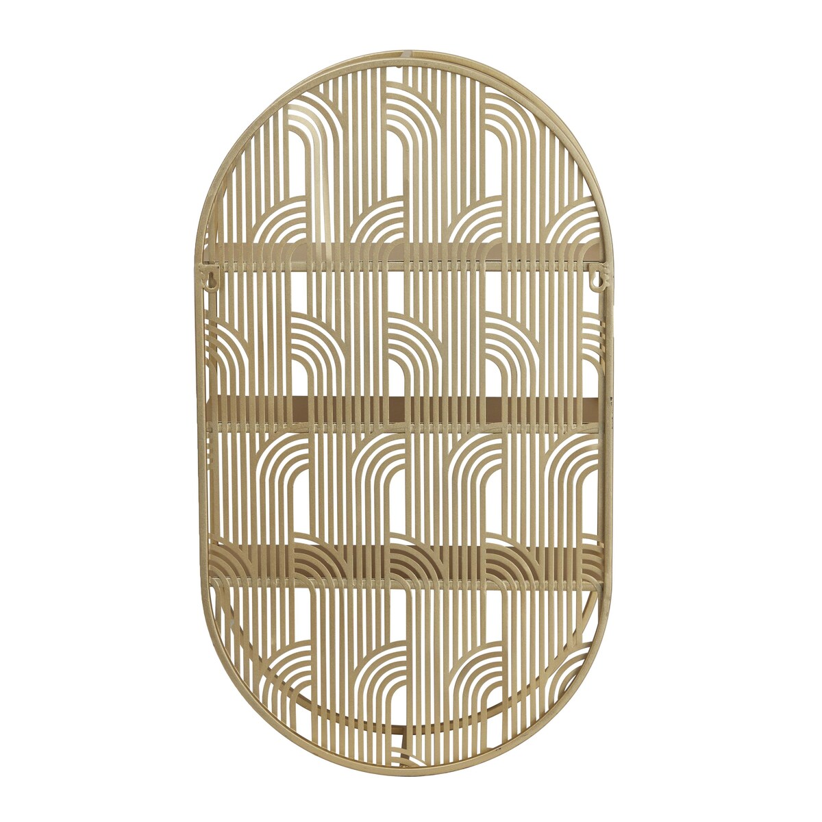 Metal Geometric Oval 3 Level Wall Shelf with Arch Pattern - Gold - CosmoLiving by Cosmopolitan