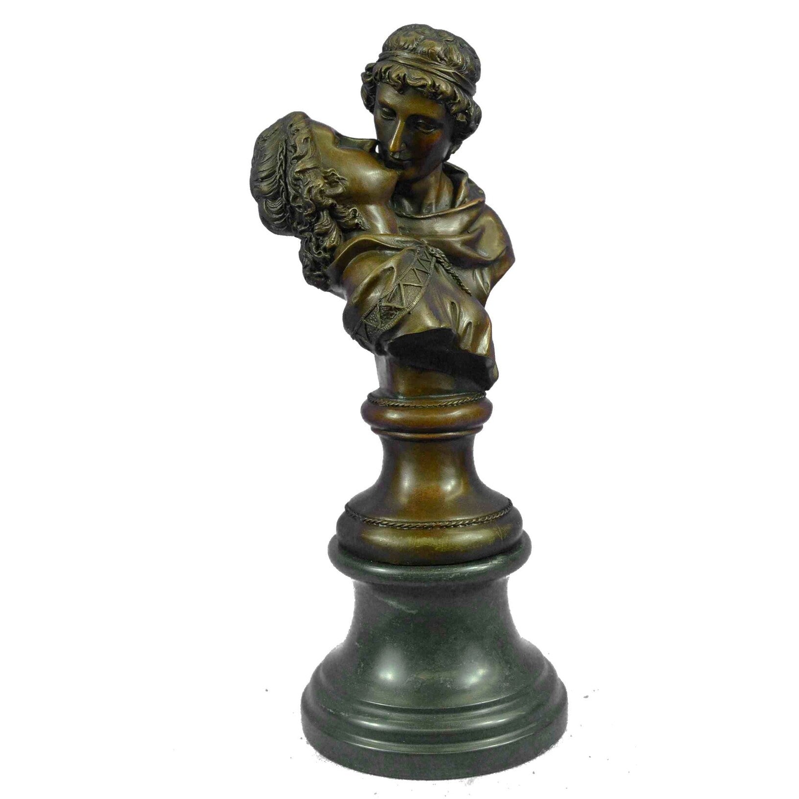 HandmadeArt Nouveau Couple Kissing Bronze Sculpture Marble Base Figurine Home