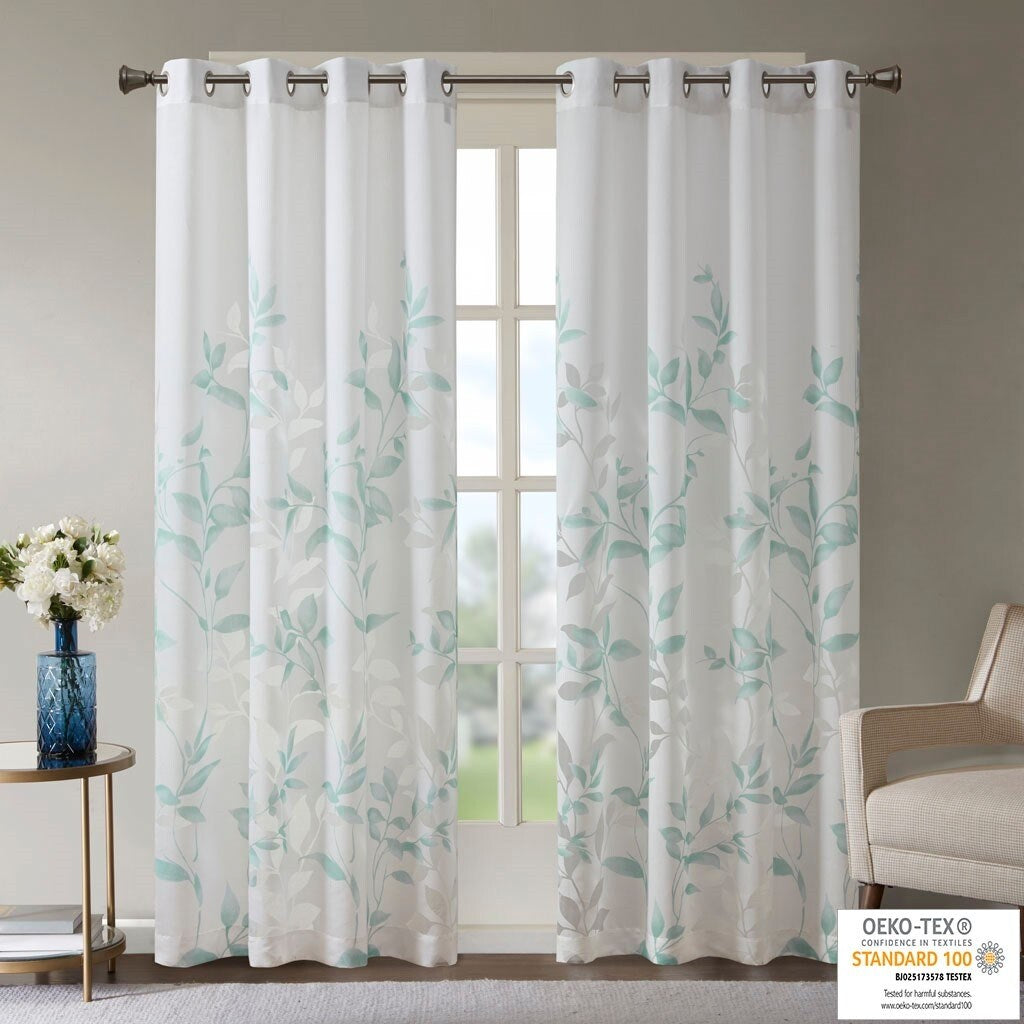 Burnout Printed Curtain Panel Pair