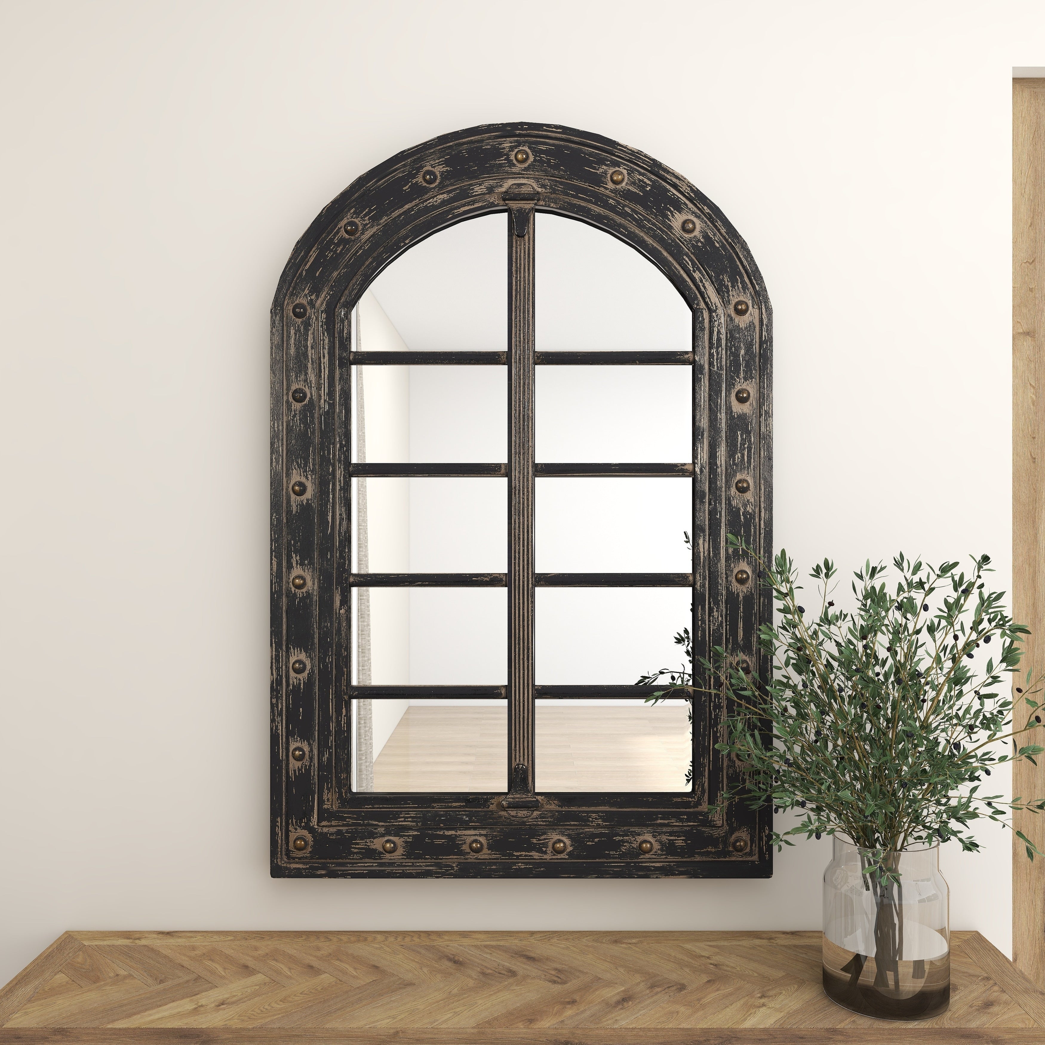 Brown MDF Rustic Wall Mirror 48 x 32 x 2 - 32 x 48