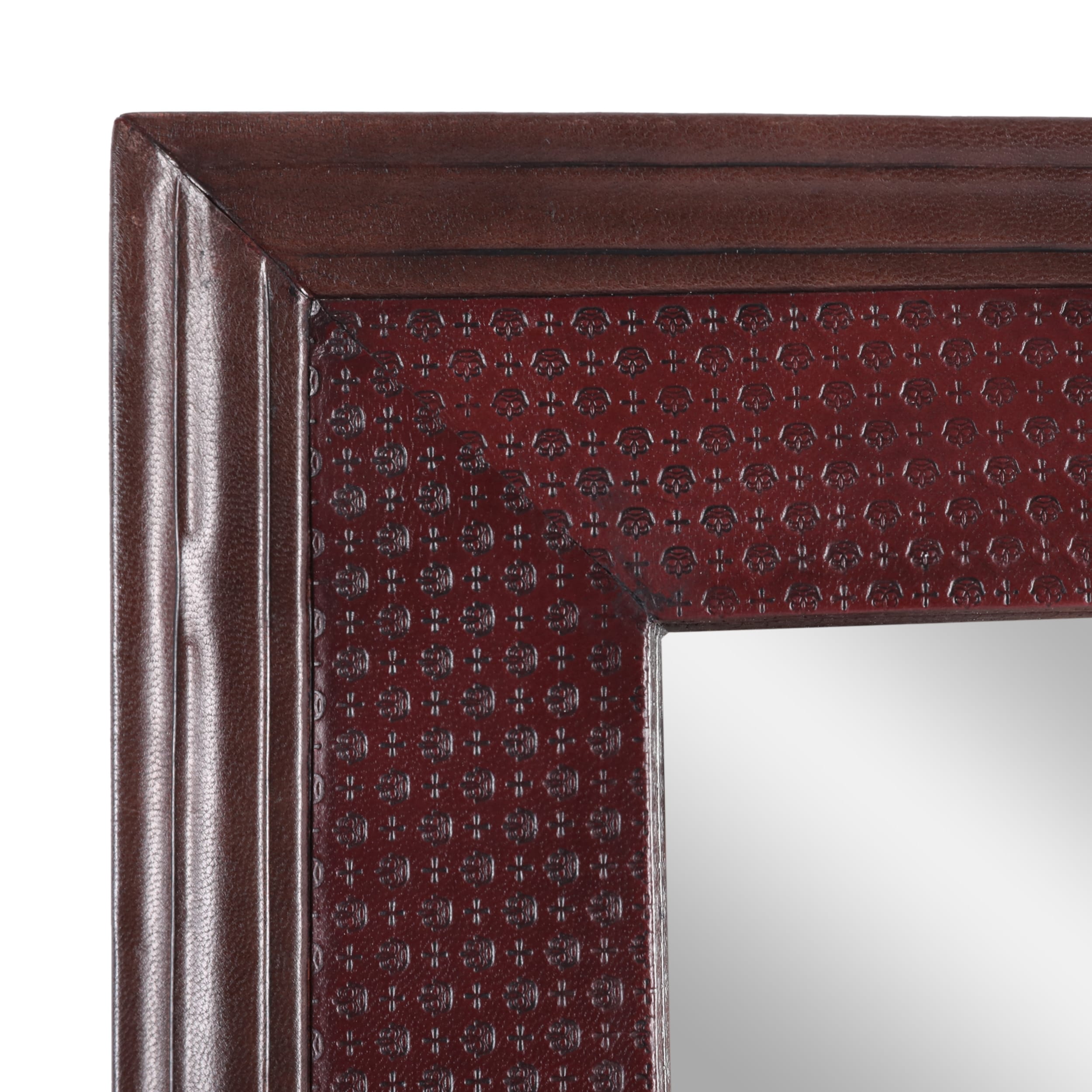 Bearden Indoor Leather Handcrafted Square Wall Mirror by Christopher Knight Home