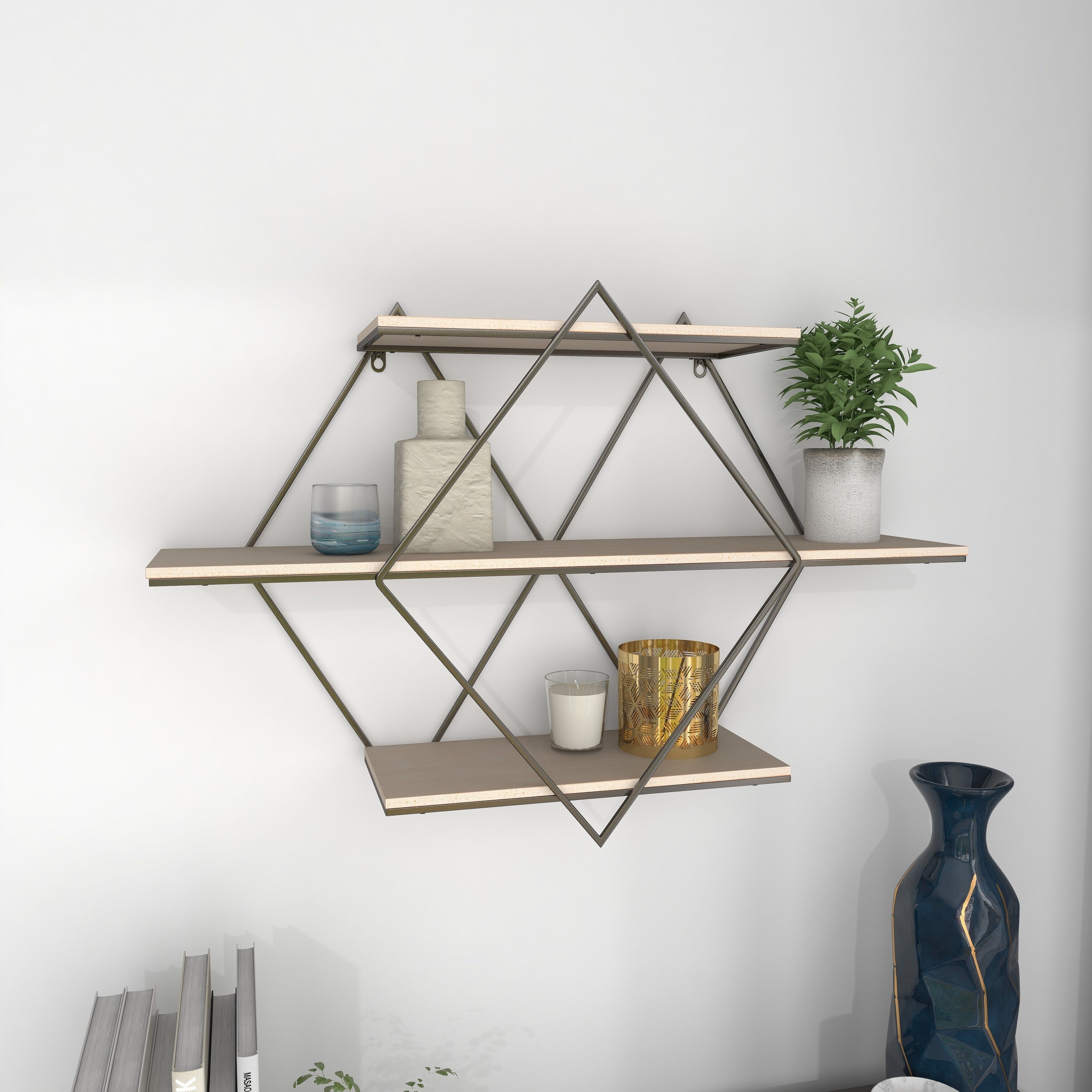 Brown MDF Contemporary Wall Shelf 20 x 30 x 7 - 30 x 7 x 20