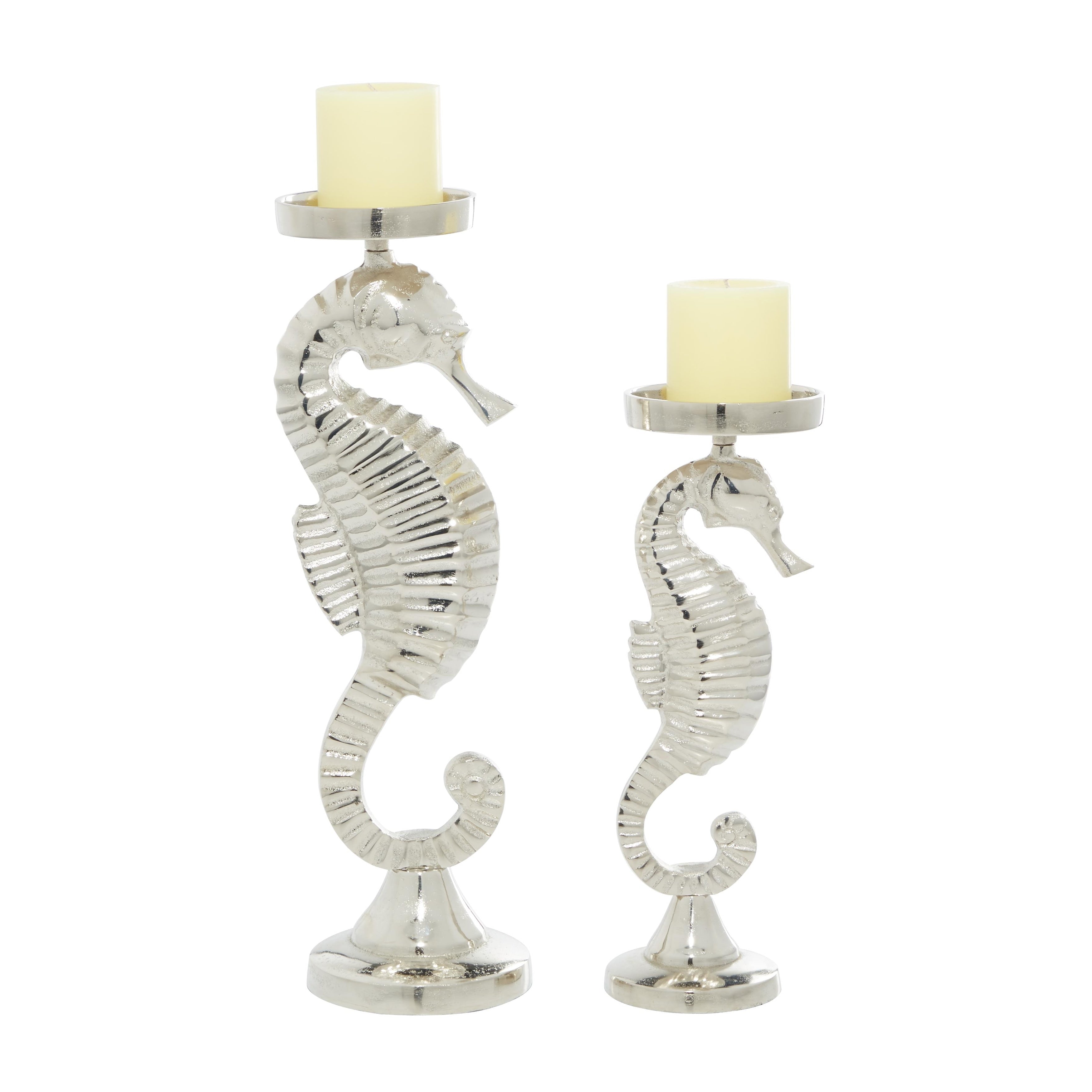 Silver or Gold Aluminum Metal Decorative Candle Holder (Set of 2)