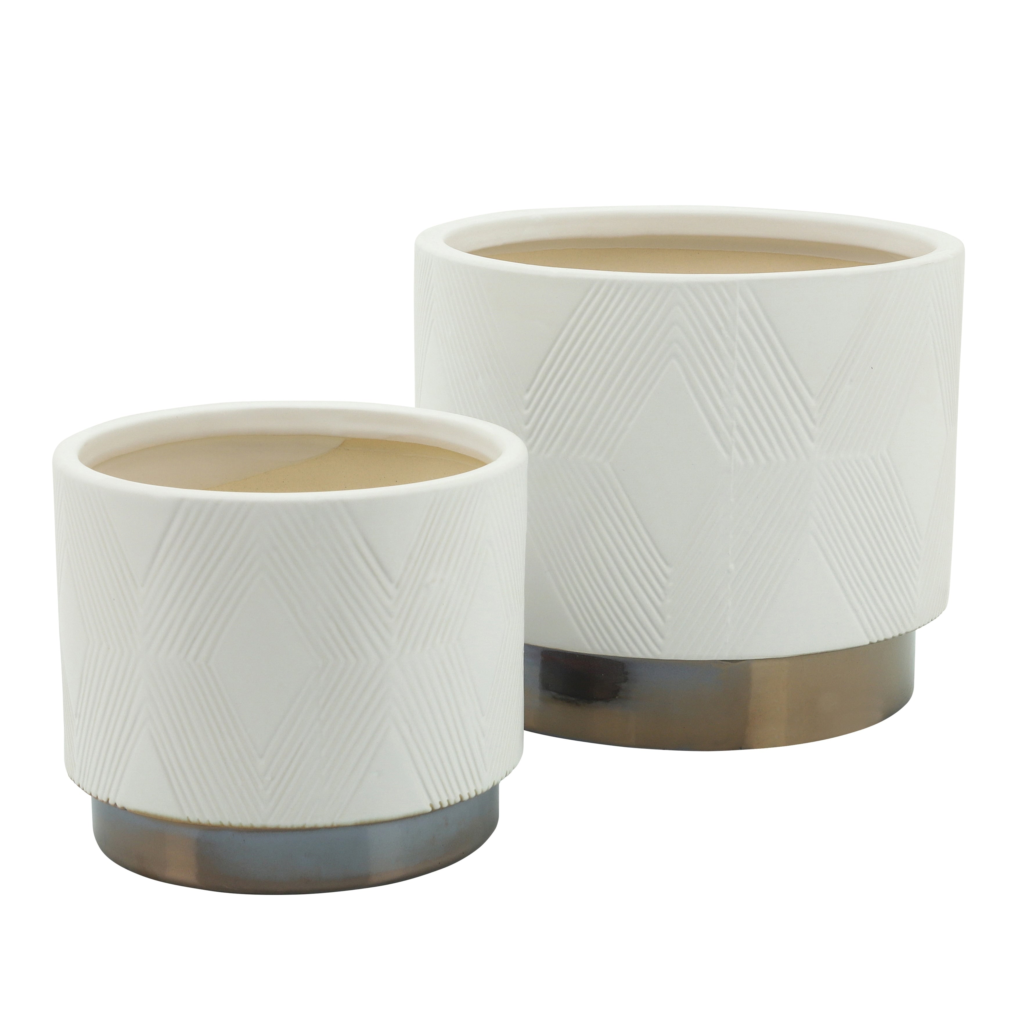 Sagebrook Home Modern Neutral Ceramic Planter Set of 2 - 8x8x7