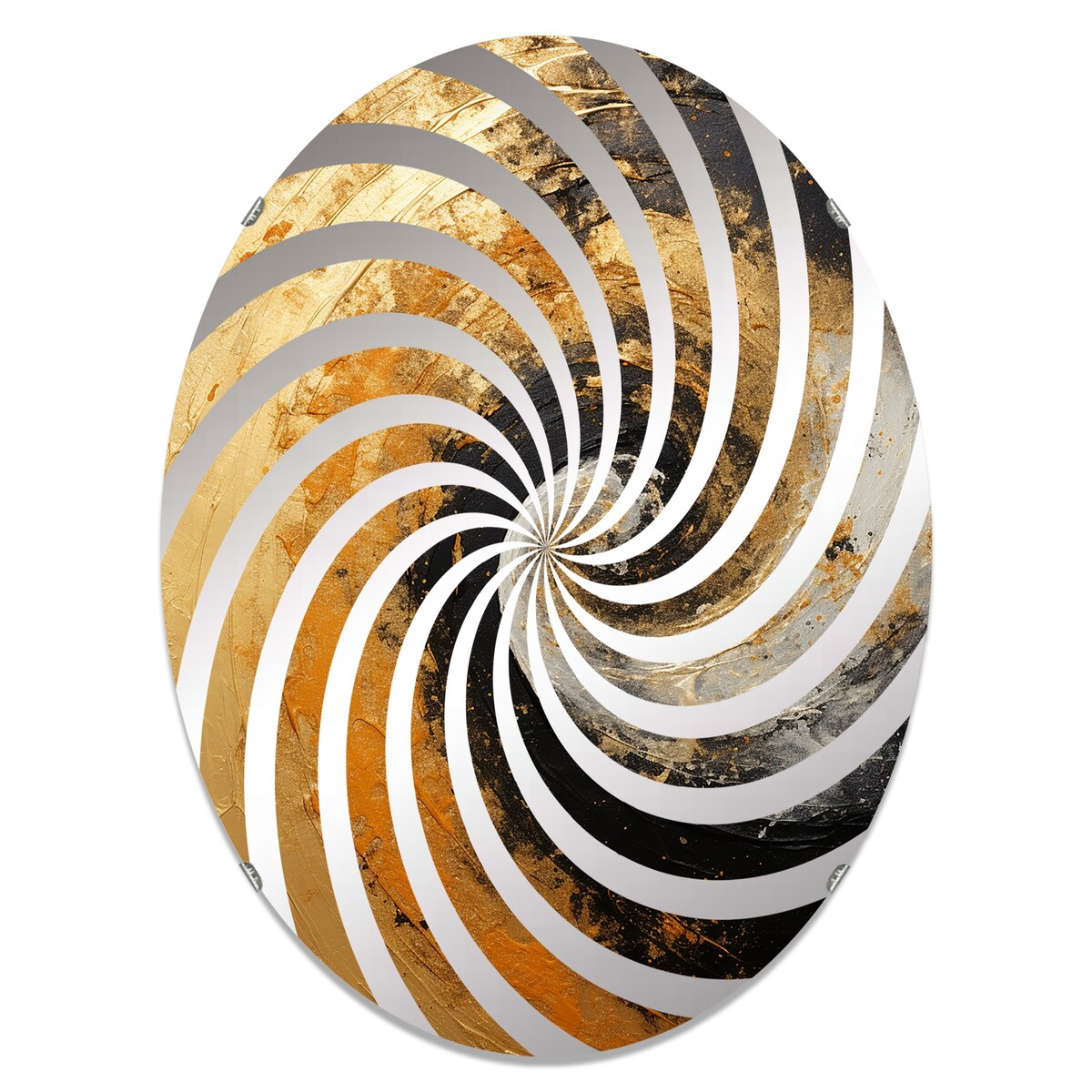 Designart Gold Black Desert Mirage Spiral I Abstract Spirals Gold Wall Mirror - Modern Large Mirror For Living Room