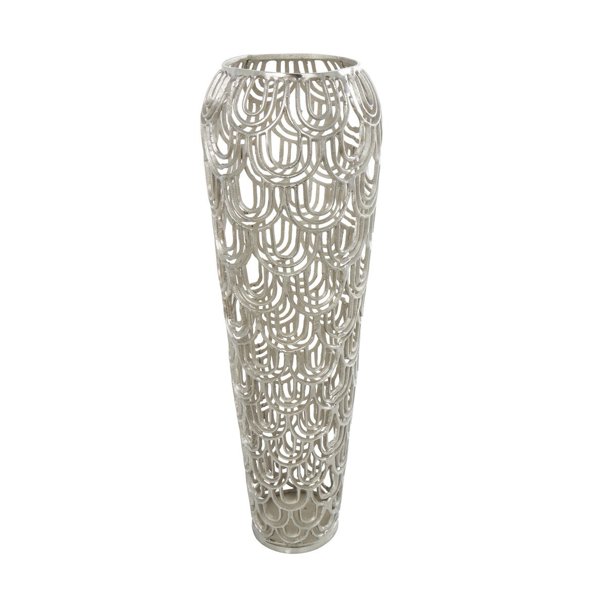 Aluminum Metal Geometric Tall Art Deco Inspired Arched Decorative Vase - Gold or Silver - Roche River Decor