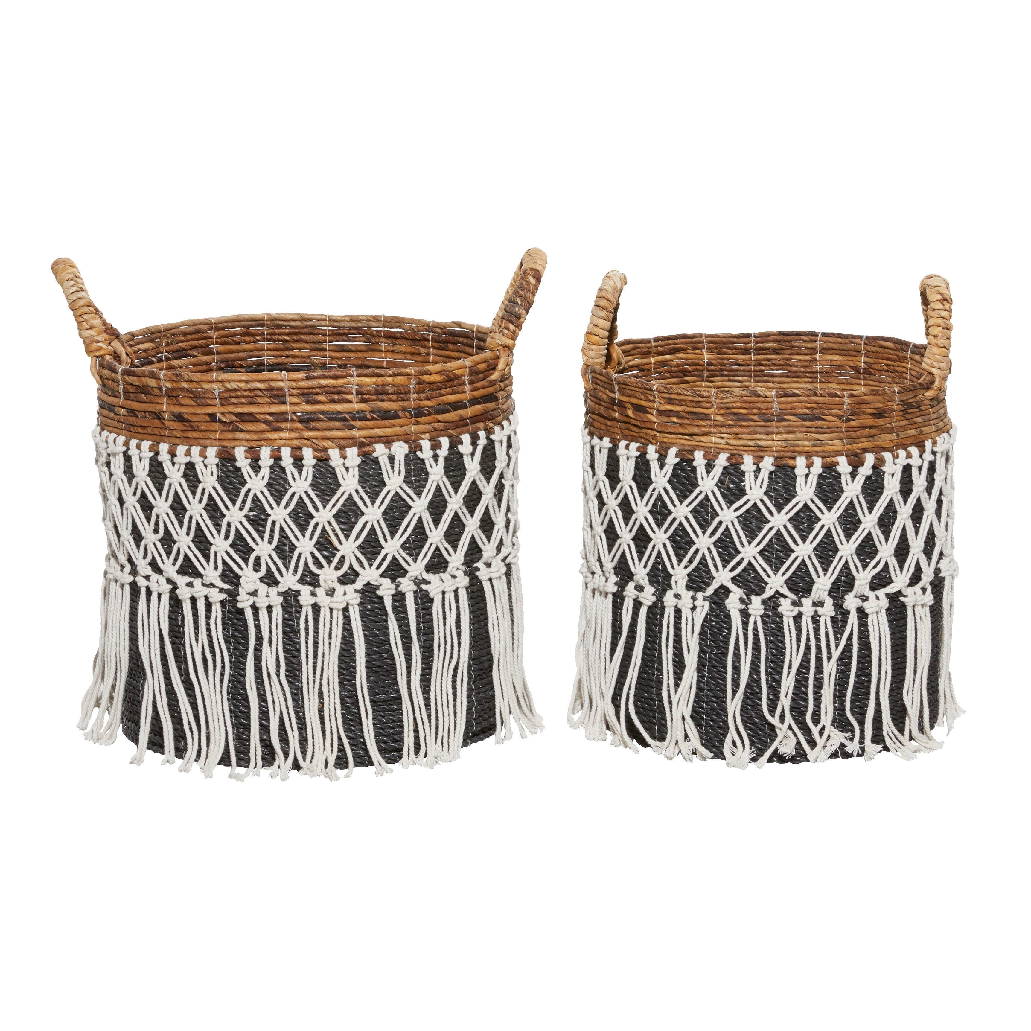 Black Banana Leaf Bohemian Storage Basket (Set of 2) - S/2 19, 18H