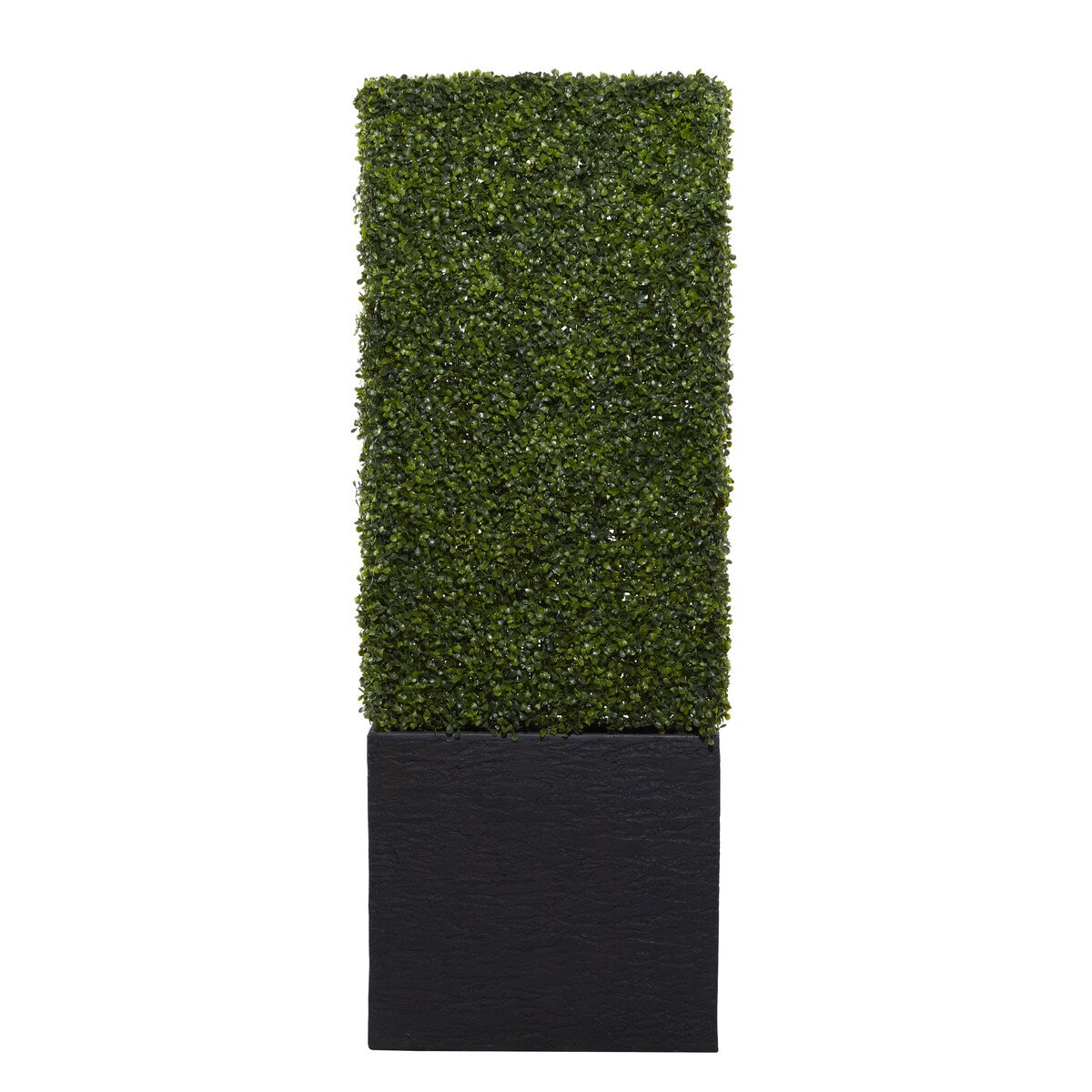 Faux Foliage Boxwood Hedge Tall Topiary with Realistic Leaves and Black or White Planter Box - Green - Roche River Decor