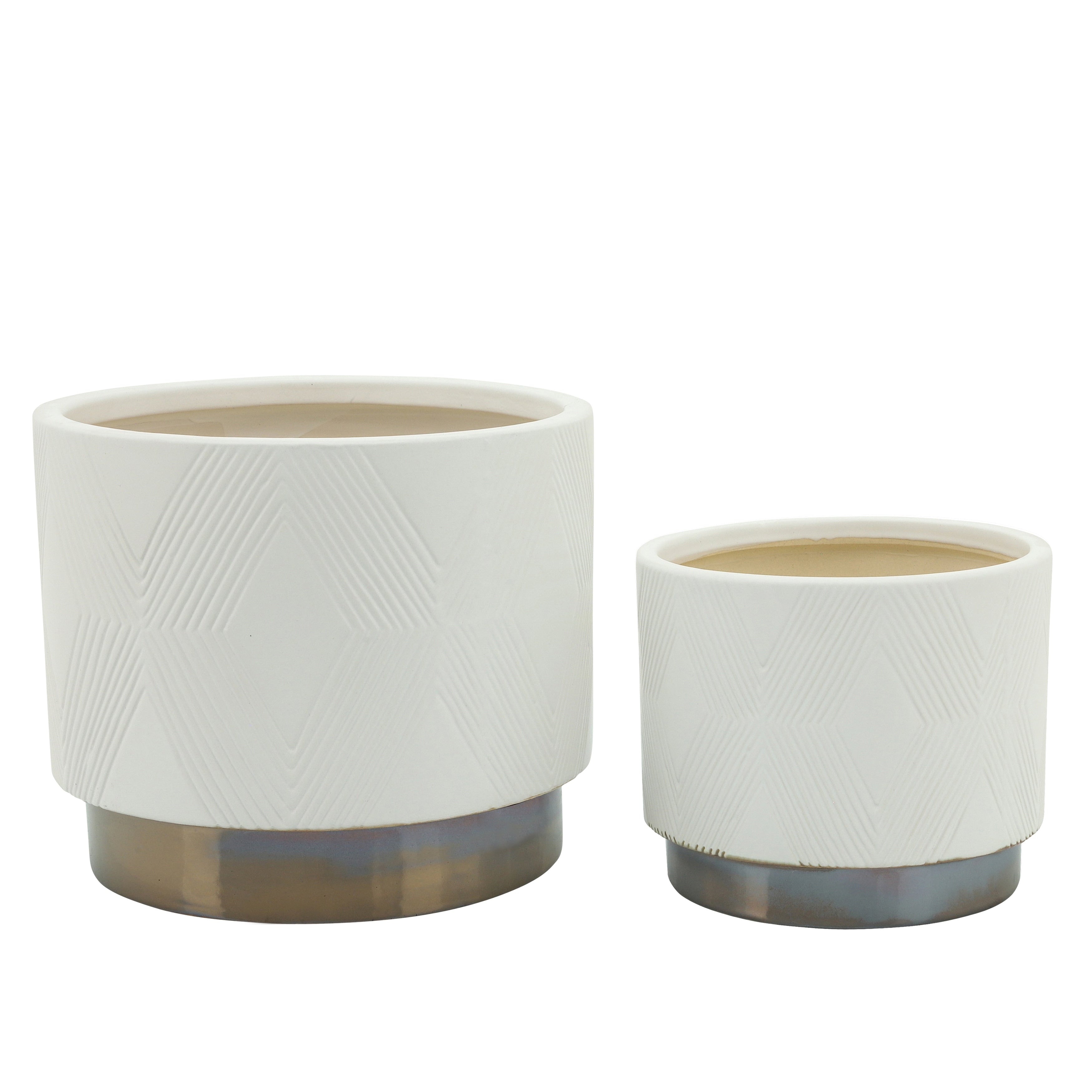 Sagebrook Home Modern Neutral Ceramic Planter Set of 2 - 8x8x7