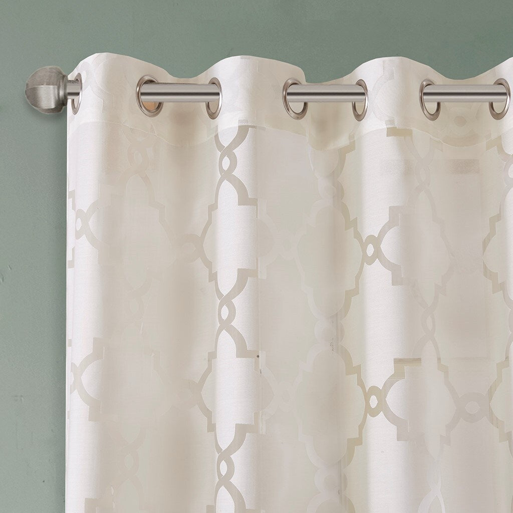 Fretwork Burnout Sheer Curtain Panel