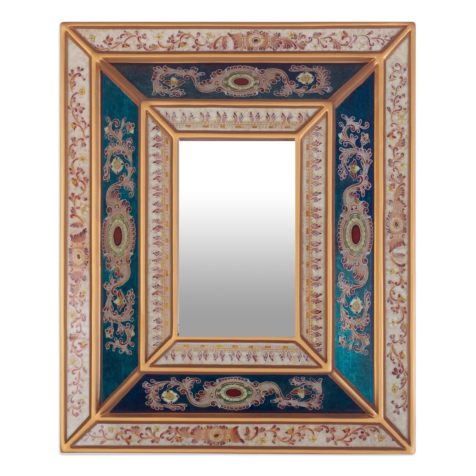 Novica Handmade Golden Season Reverse-Painted Glass Wall Mirror