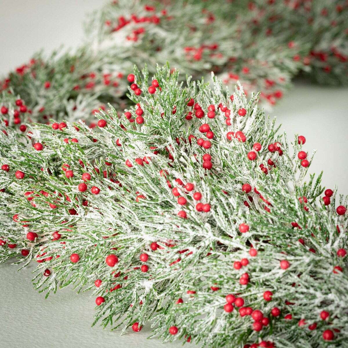 60L Sullivans Artificial Christmas Cedar Red Berry Garland, Green-Red