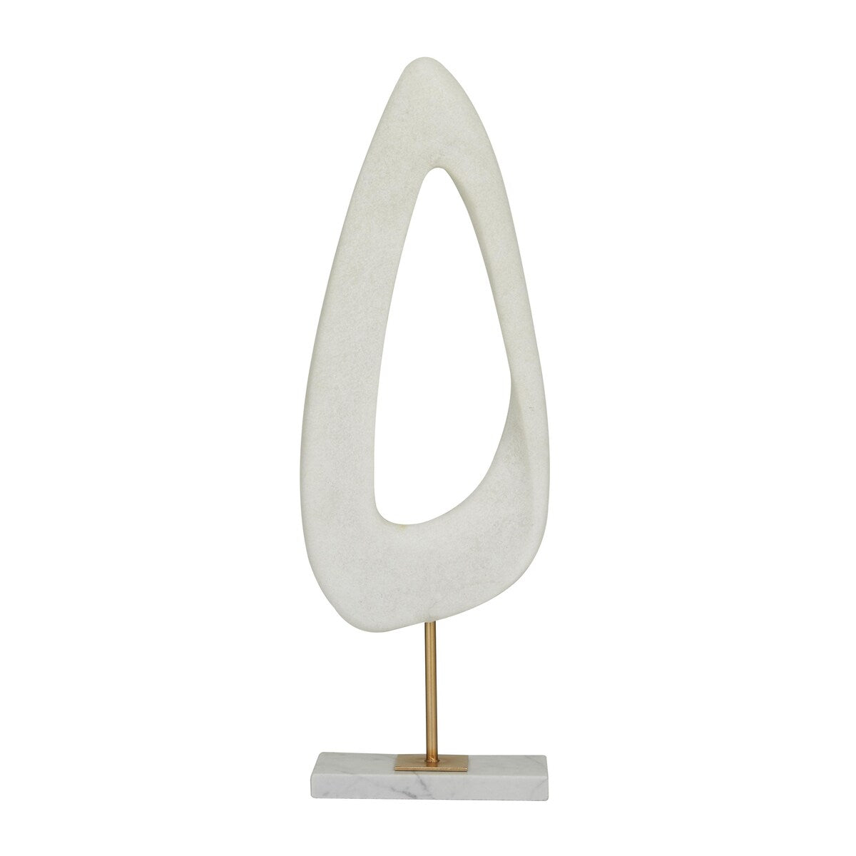 Polystone Abstract Cut-Out Decorative Sculpture with Marble Stand - White - Roche River Decor