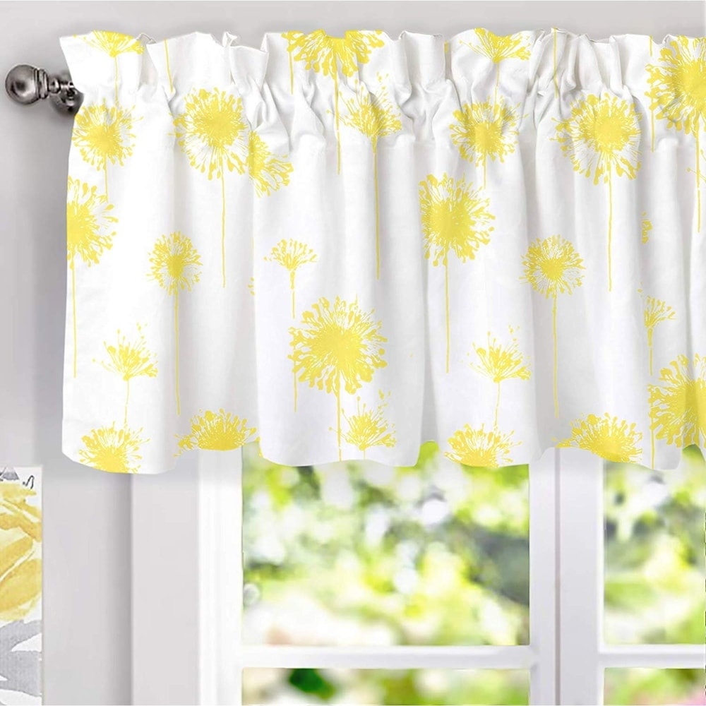 Porch & Den Nelly Dandelion Pattern Lined Window Valance