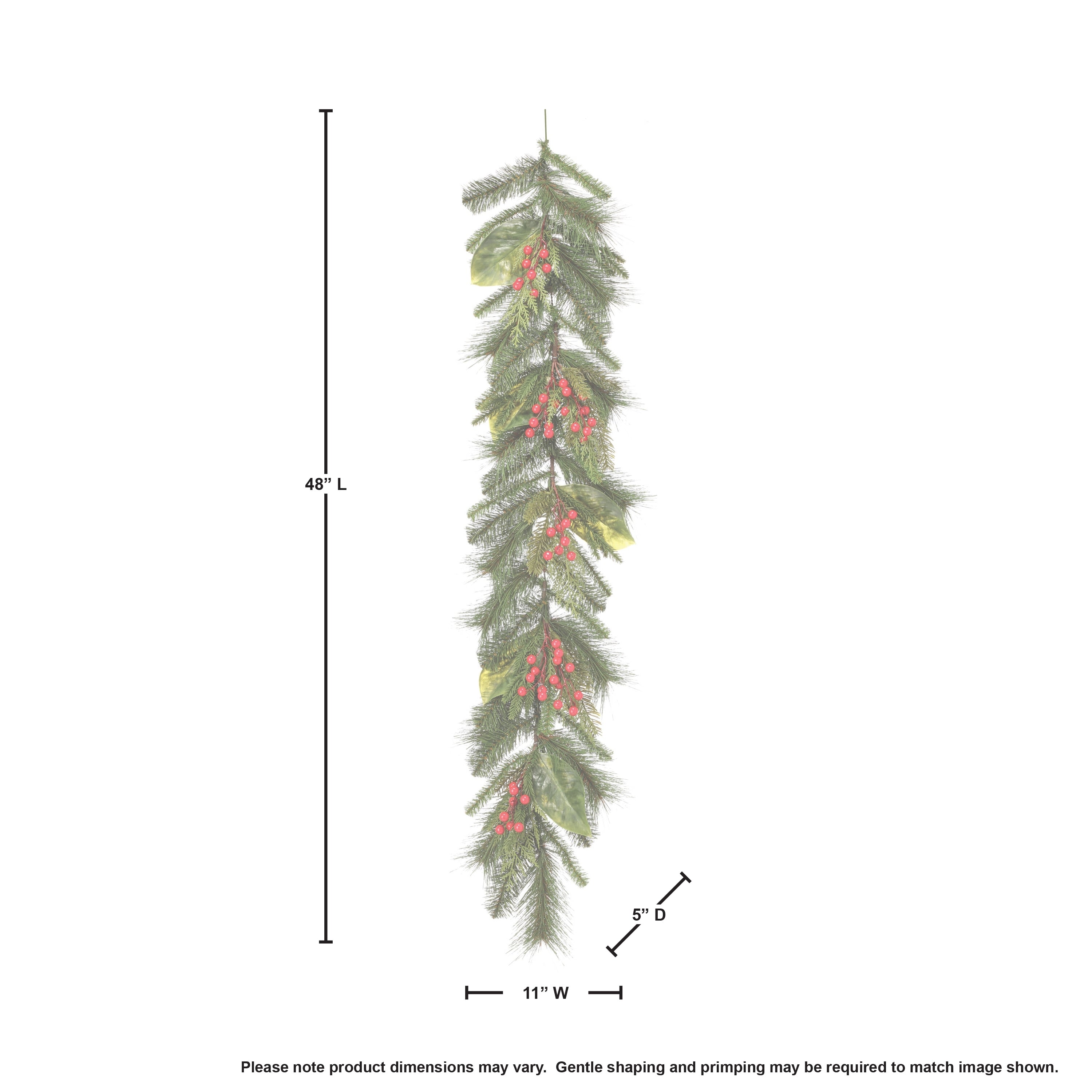 48 Uv Pine/Magnolia/Berry Spruce Garland - Green - 48