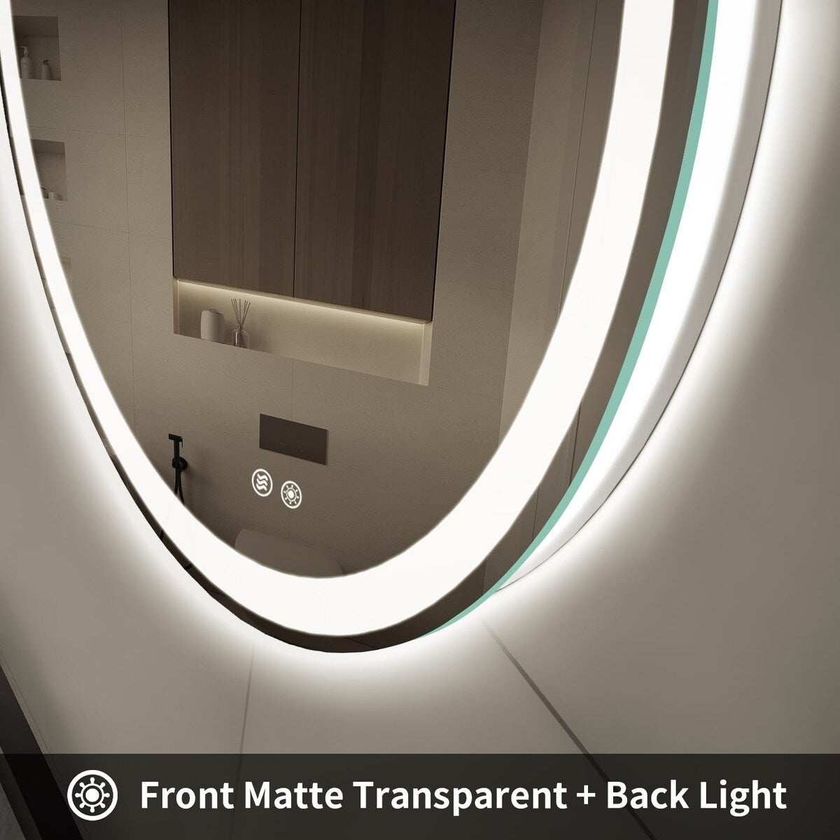 LED Lighted Dimmable Anti Fog Frameless Rounded Vanity Mirror