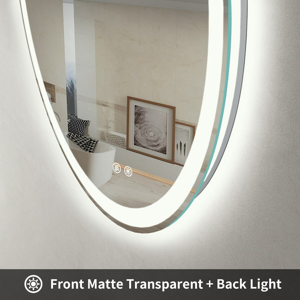 LED Lighted Dimmable Anti Fog Frameless Rounded Vanity Mirror