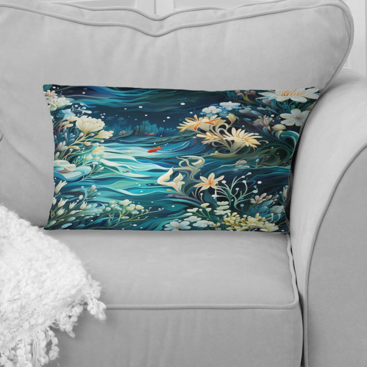 Designart Oceanic Dreamscape Tropical Pattern I Coastal Printed Throw Pillow