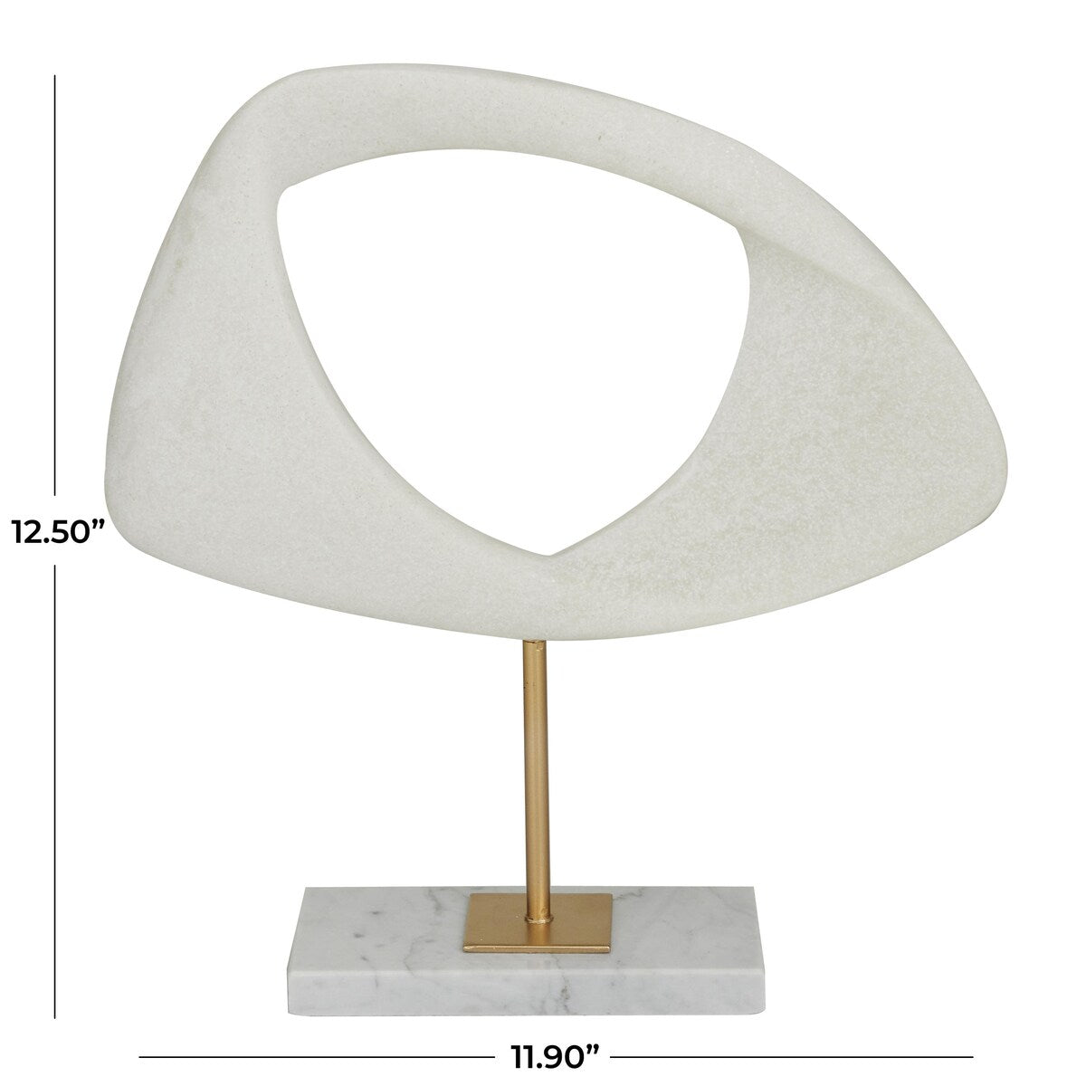 Polystone Abstract Cut-Out Decorative Sculpture with Marble Stand - White - Roche River Decor