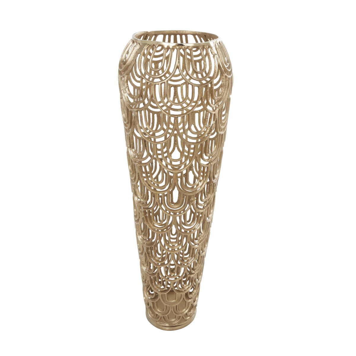 Aluminum Metal Geometric Tall Art Deco Inspired Arched Decorative Vase - Gold or Silver - Roche River Decor