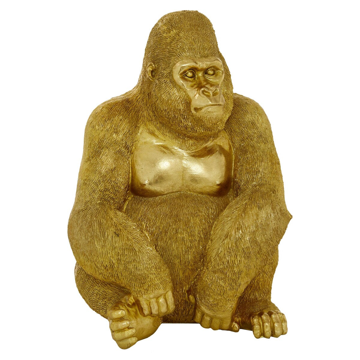 Polystone Gorilla Decorative Sculpture - Gold - Roche River Decor