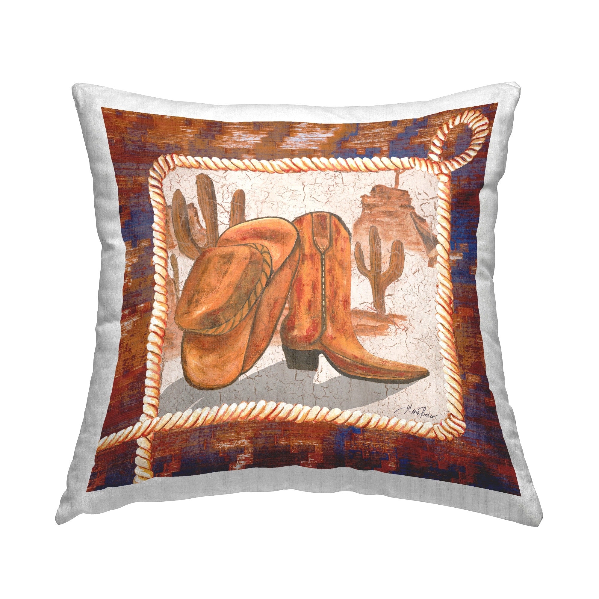 Stupell Western Cowboy Boot Decorative Printed Throw Pillow Design by Gina Ritter