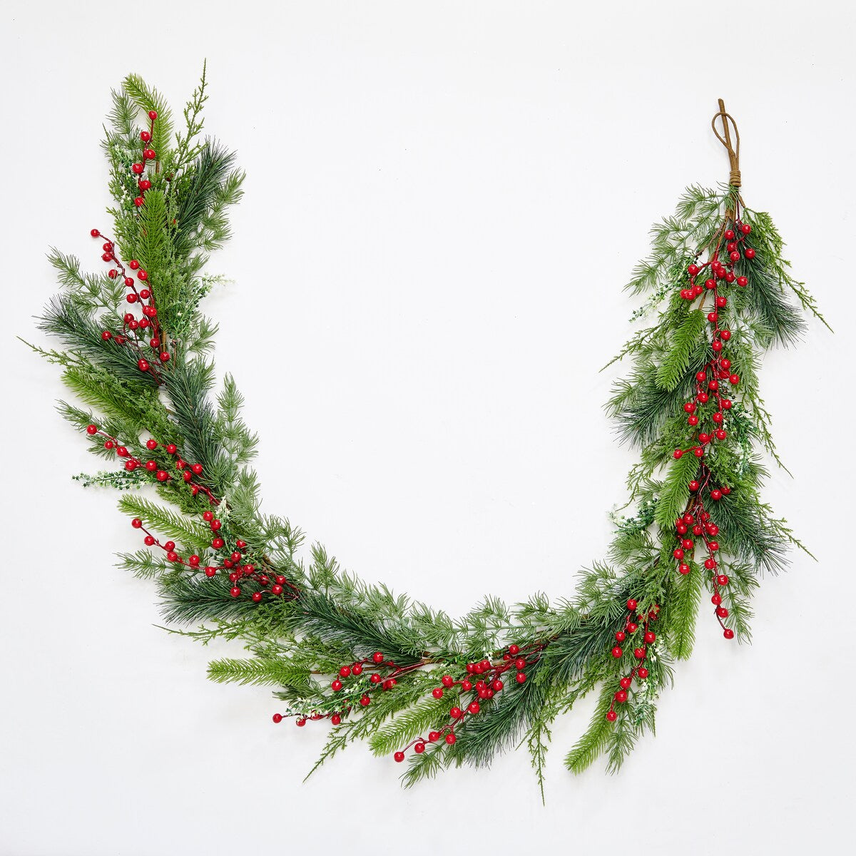 72 Artificial Christmas Evergreen Mixed Pine and Red Berry Garland - Green - 72