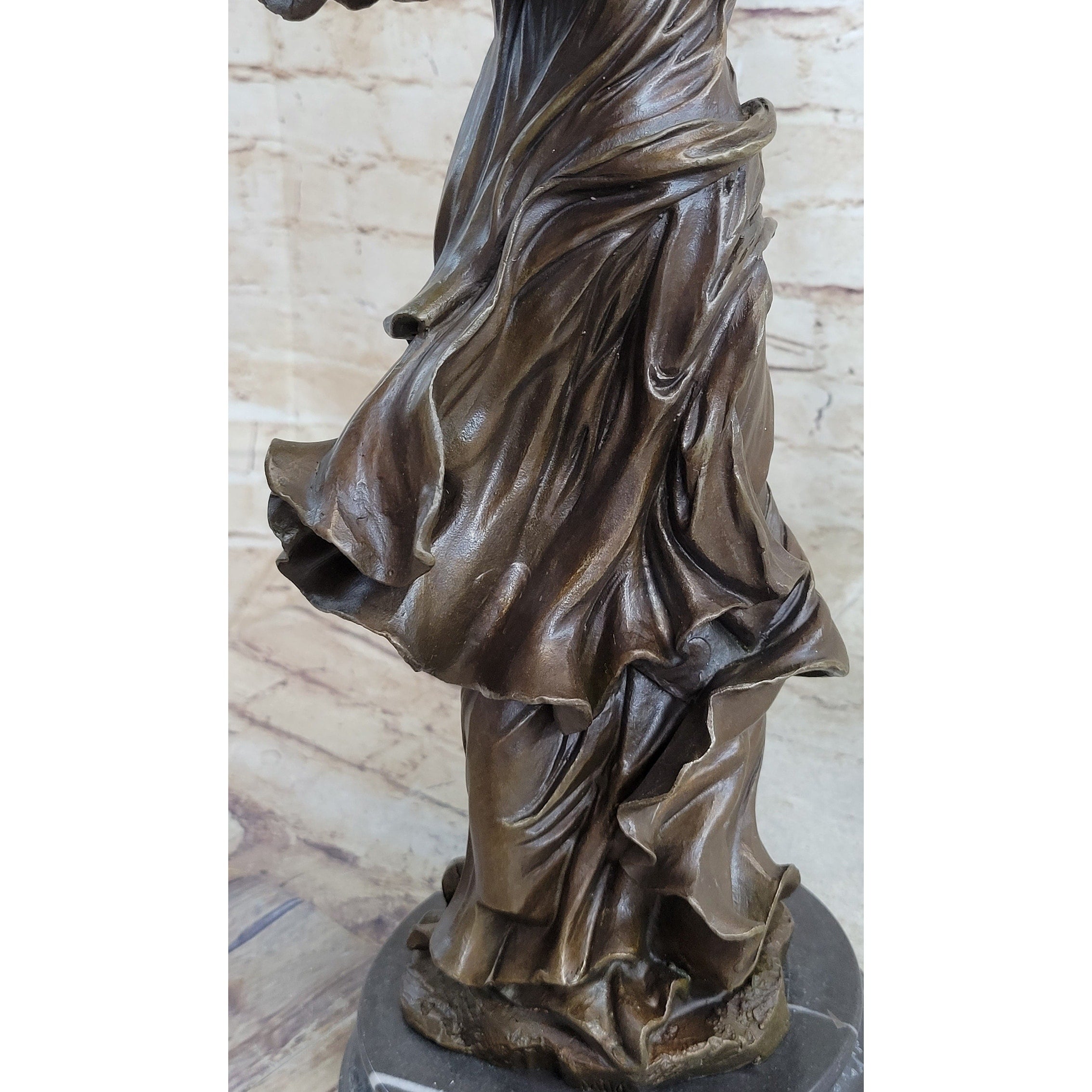 Winged Nike Samothrace Bronze Sculpture Marble Base Hot Cast Figurine Figure Art