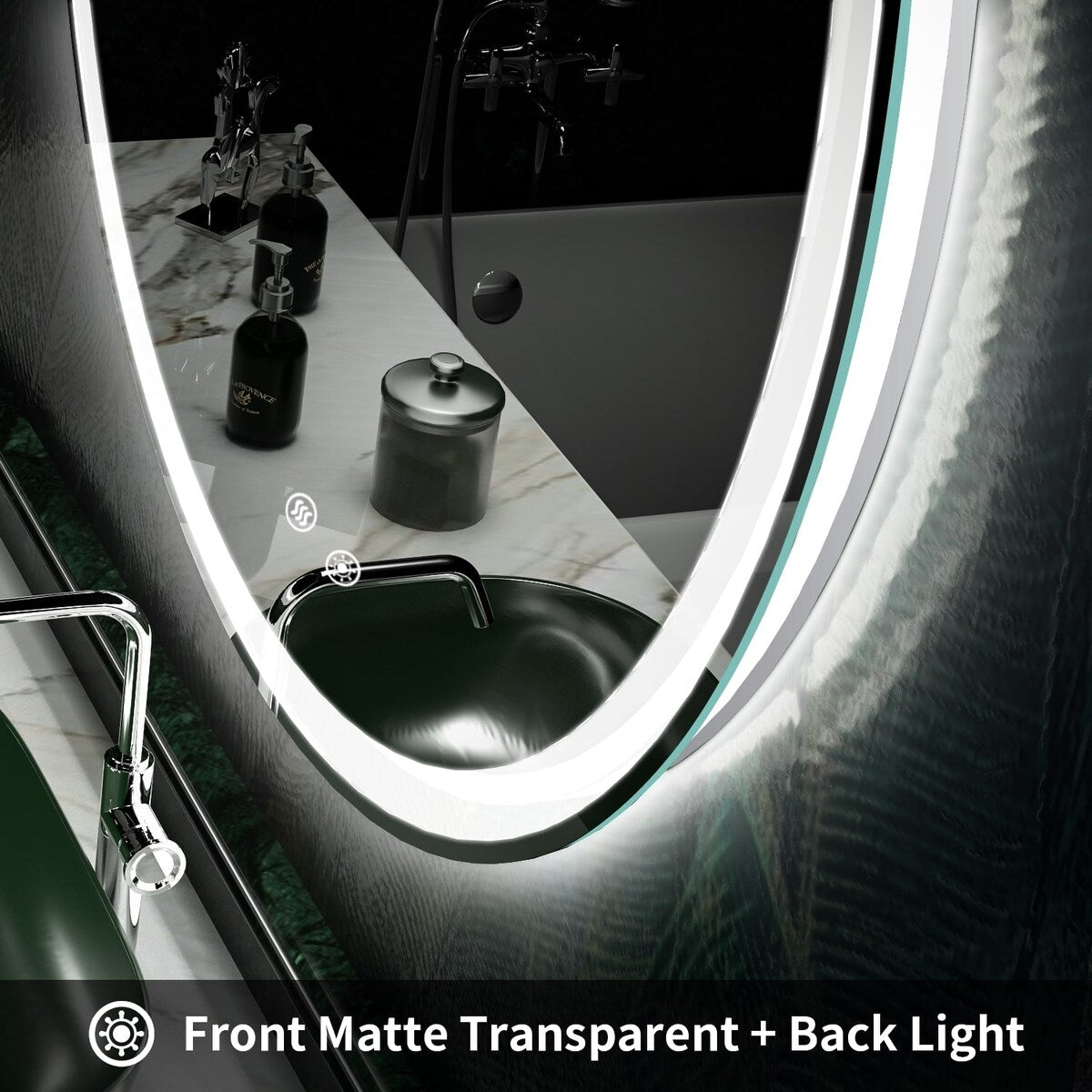 LED Lighted Dimmable Anti Fog Frameless Rounded Vanity Mirror