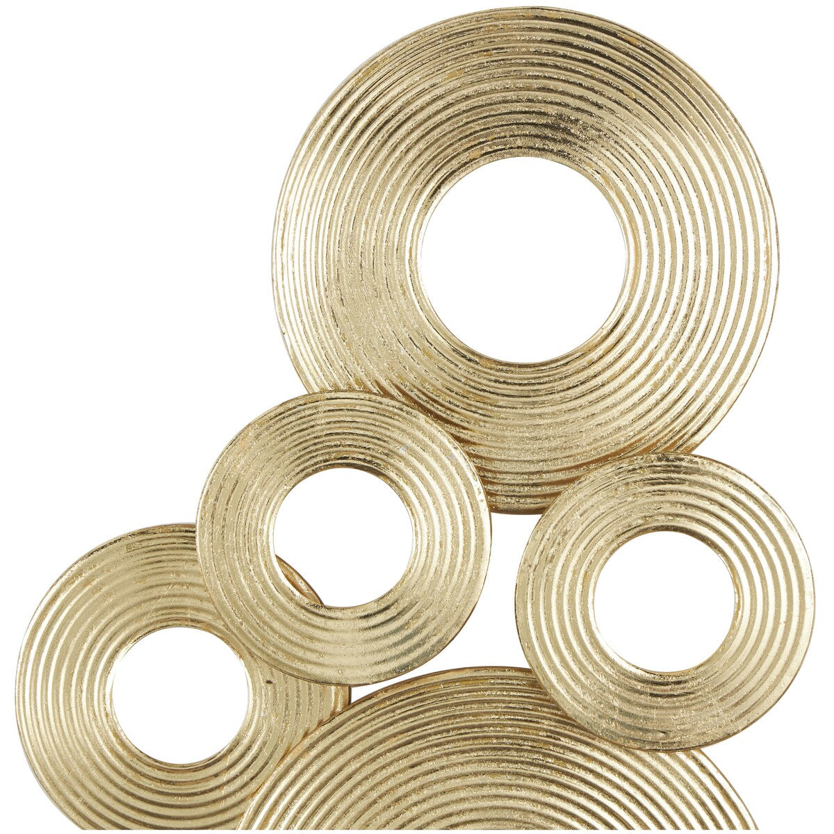 Metal Abstract Stacked Circle Ring Home Wall Decor with Groove Texture - Gold - Roche River Decor