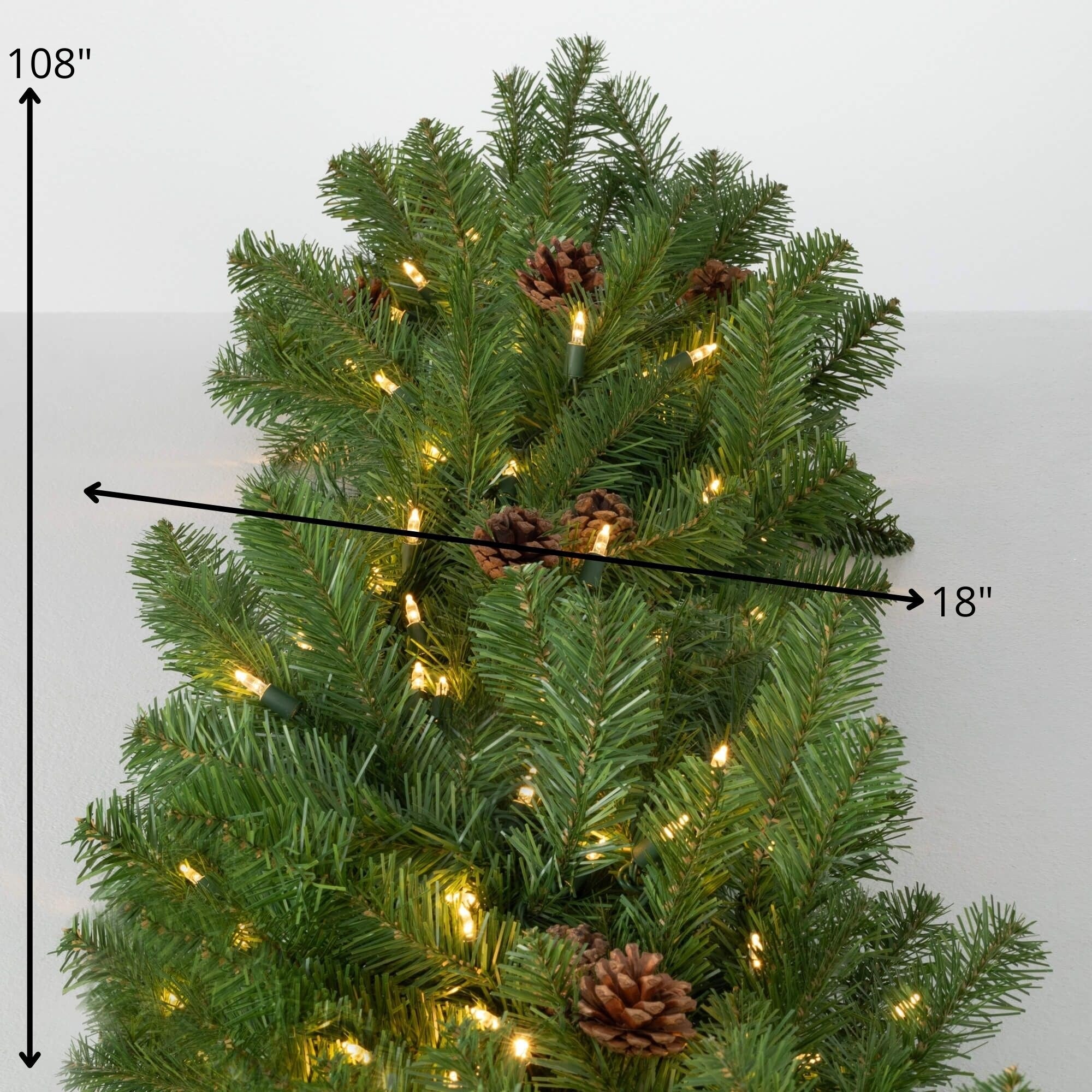 108L Sullivans Artificial Christmas Lit Pine And Cone Garland, Green