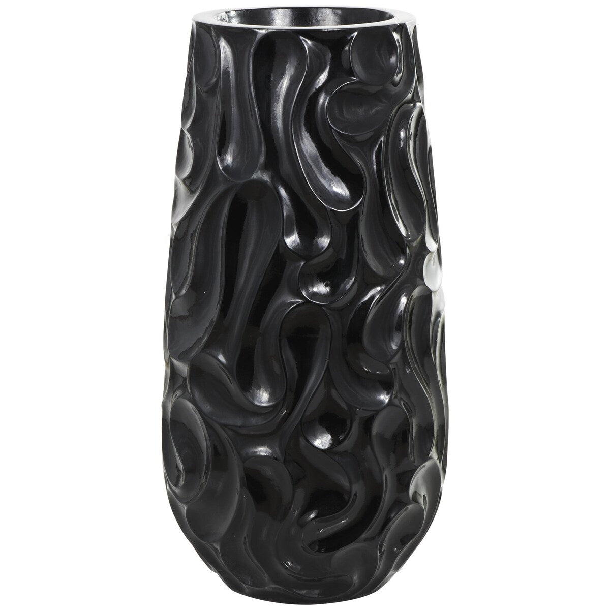 Resin Wave Inspired Textured Decorative Vase - White or Black - Roche River Decor