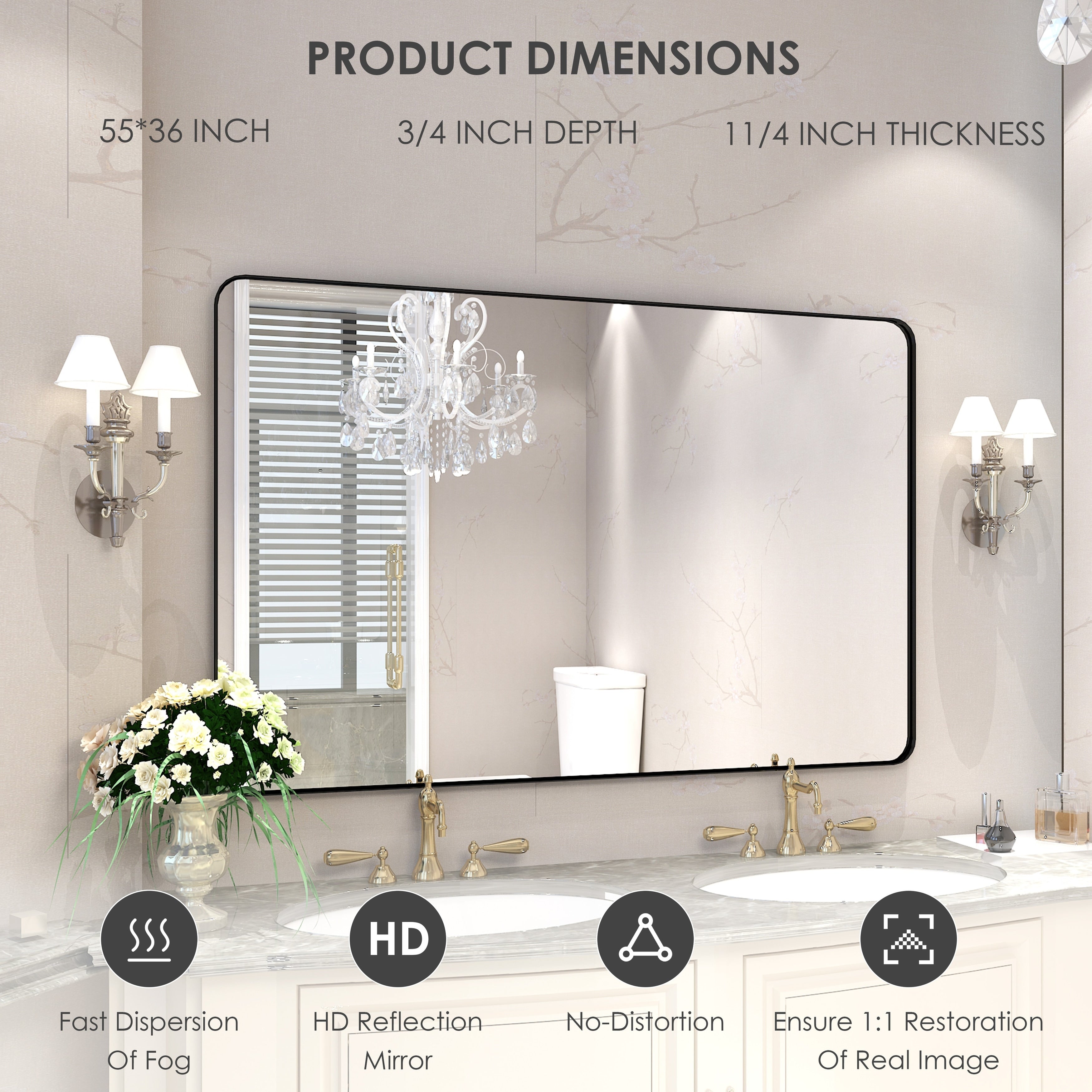 QuivaraView Rectangular Aluminum Framed Bathroom Vanity Mirror