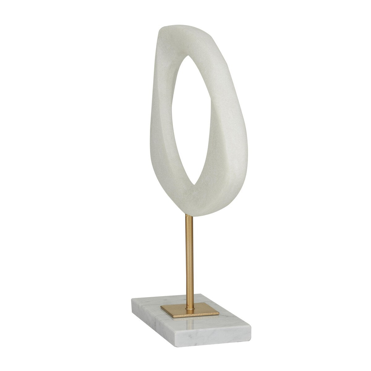 Polystone Abstract Cut-Out Decorative Sculpture with Marble Stand - White - Roche River Decor