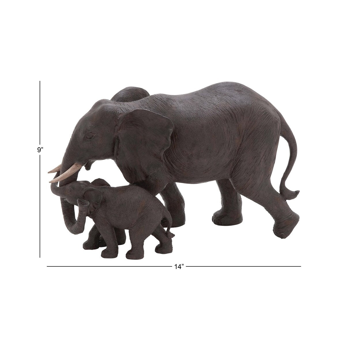 Polystone Elephant Family Decorative Sculpture - Brown - Roche River Decor