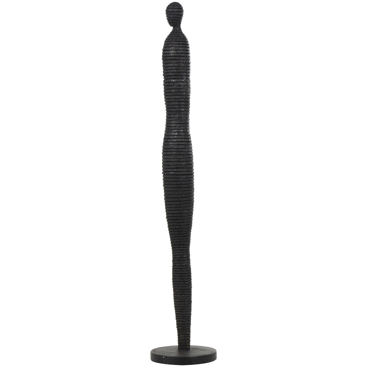 Polystone People Tall Slim Figure Decorative Sculpture with Ribbed Body and Glitter Accents - Black - Roche River Decor