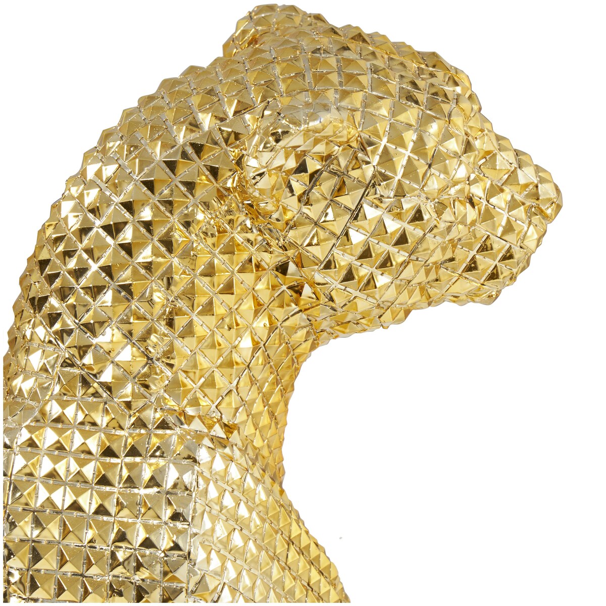 Resin Leopard Sitting Decorative Sculpture with Diamond Facet Texture - Gold - Roche River Decor