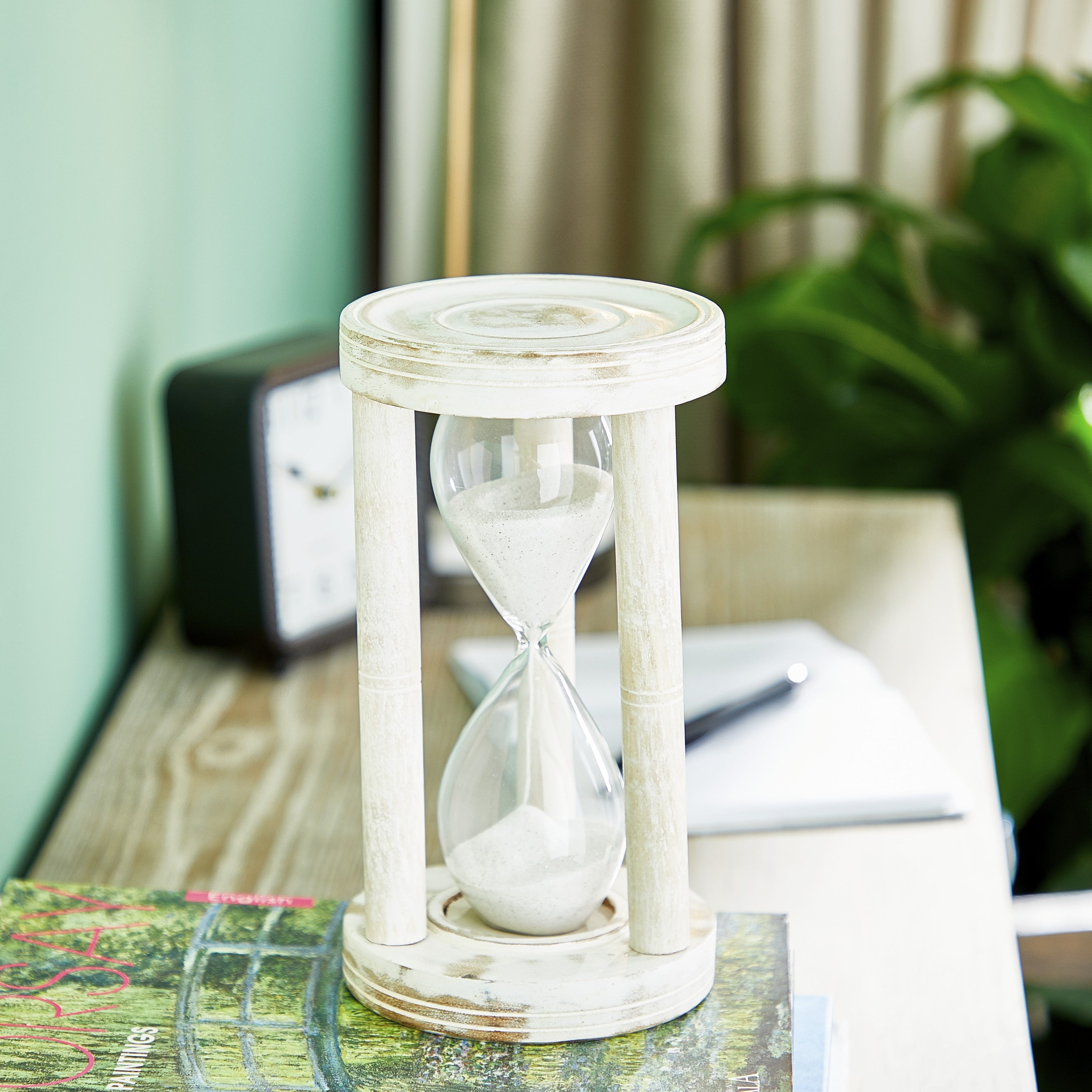 White Wood Hourglass Sand Timer