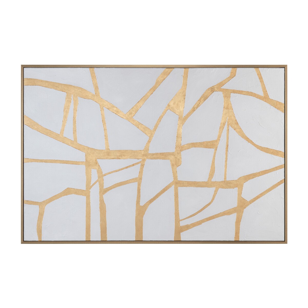 Gold Lines Canvas Wall Art with Gold Frame