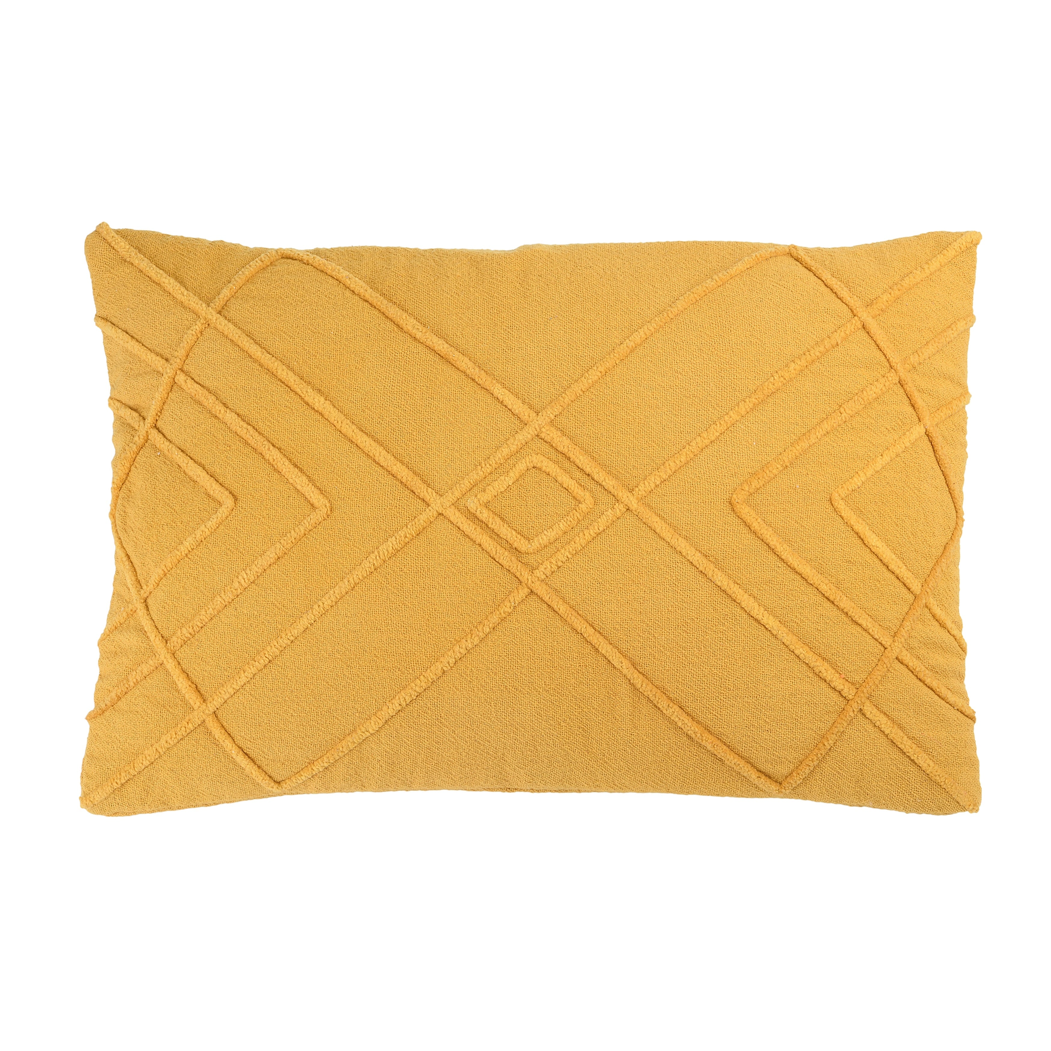 Embroidered Cotton Geometric Lumbar Pillow