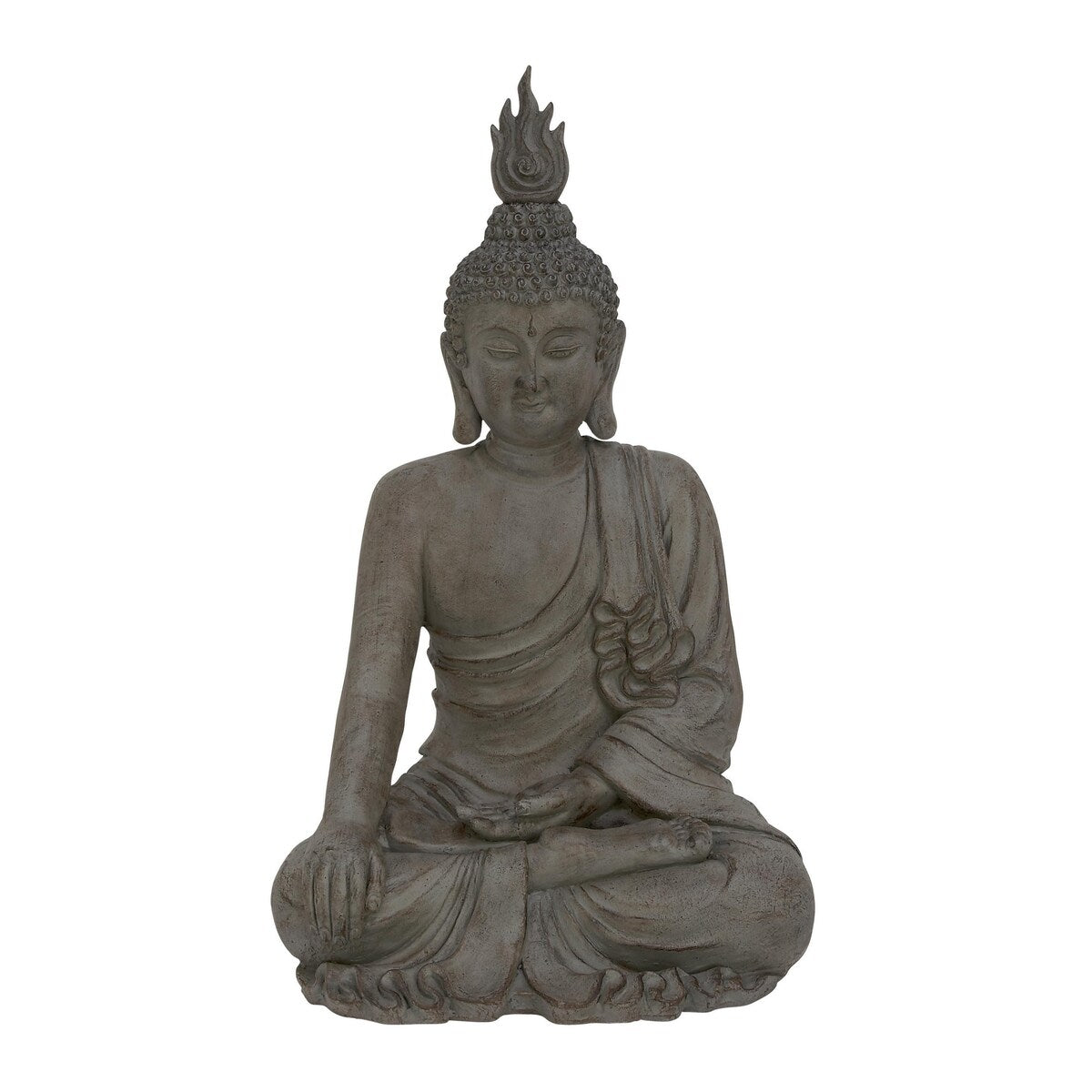 Polystone Buddha Meditating Decorative Sculpture with Engraved Carvings and Relief Detailing - Gray - Roche River Decor