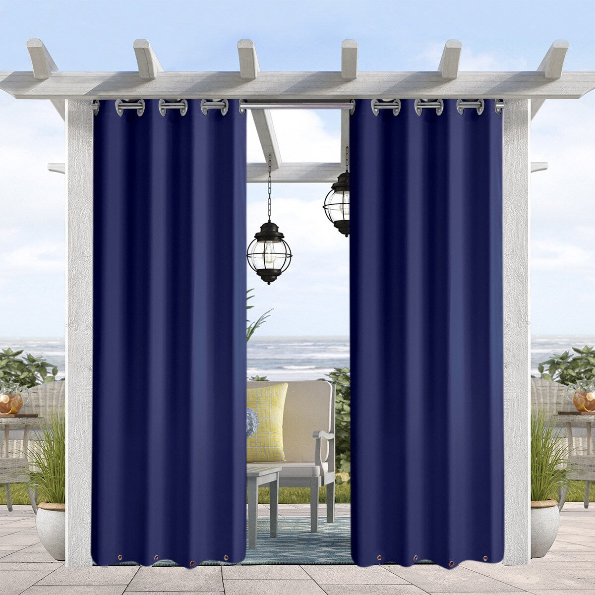 Pro Space Waterproof Blackout Outdoor Curtains, Top and Bottom, Solid Thermal Window Drapes (1 Panel)