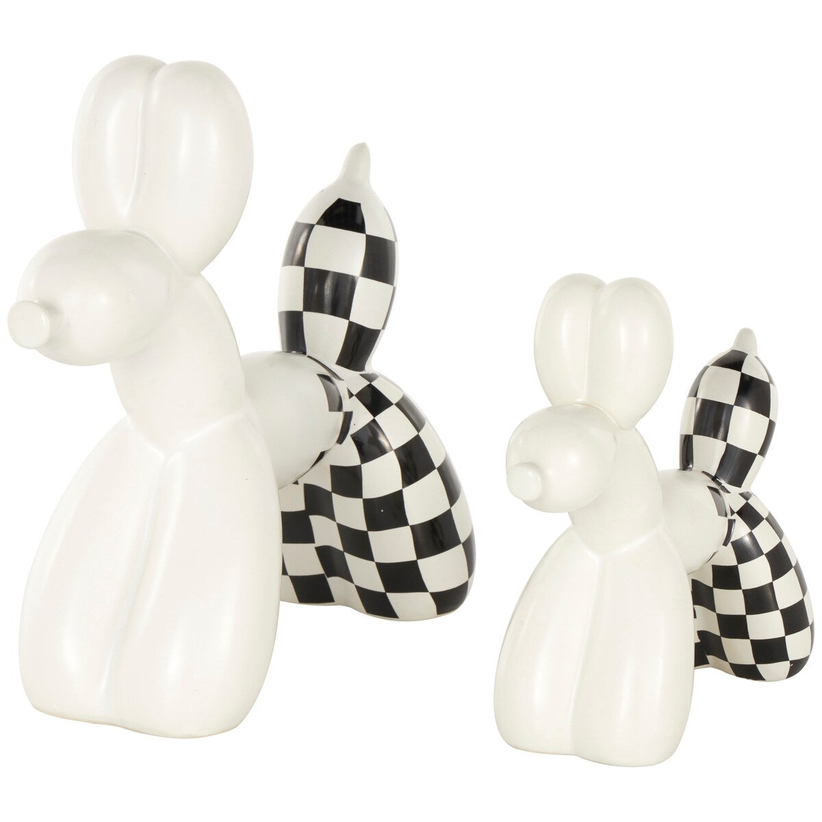 Porcelain Ceramic Dog Balloon Sculpture - Set of 2 Gold, White, black, Silver or Multi Colored - Roche River Decor