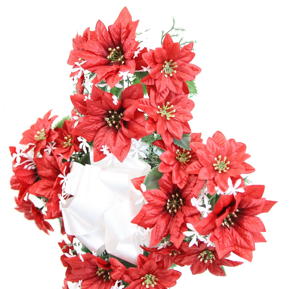 Memorial Christmas Poinsettia Memorial Cross - N/A