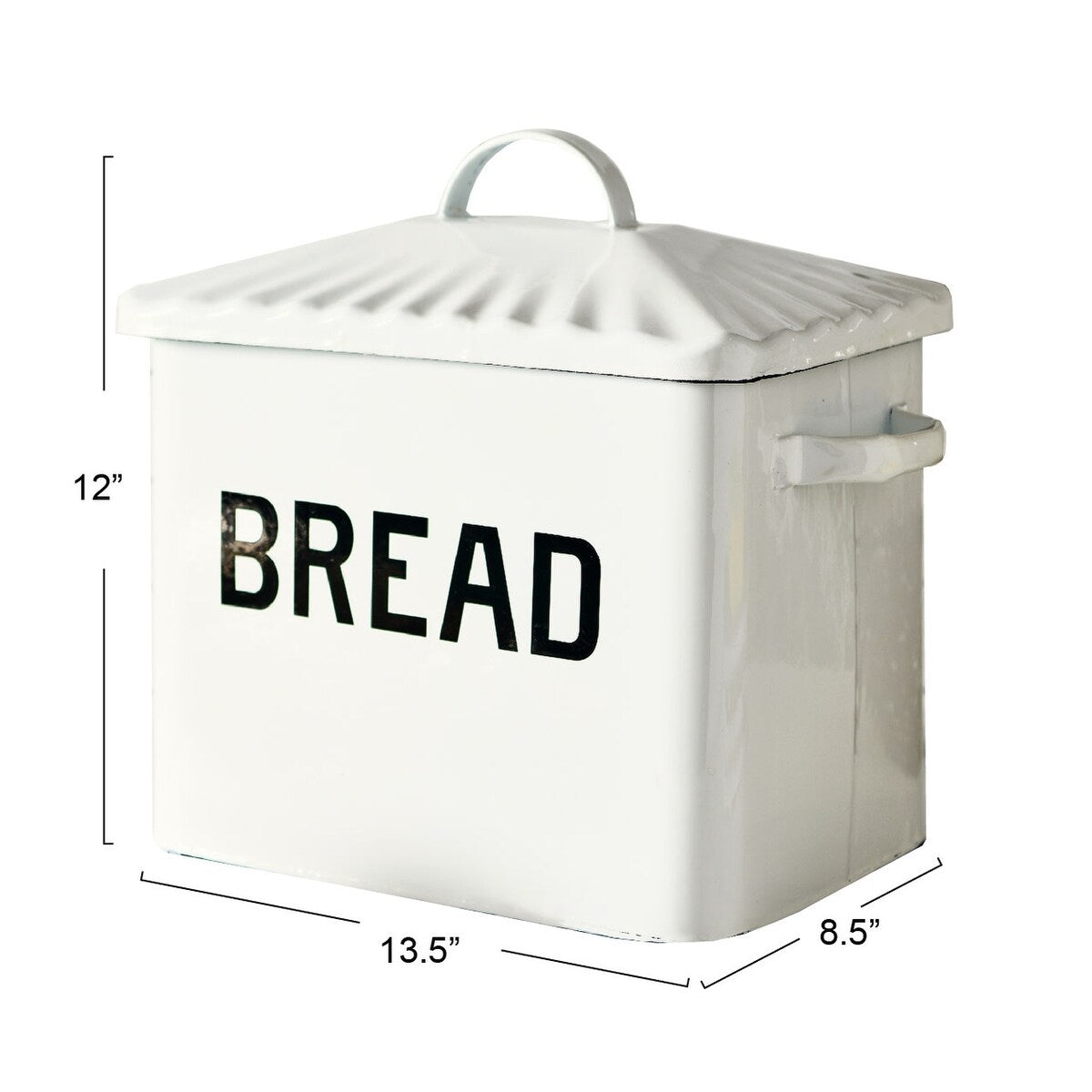 Enameled Metal Bread Box with Bread Message